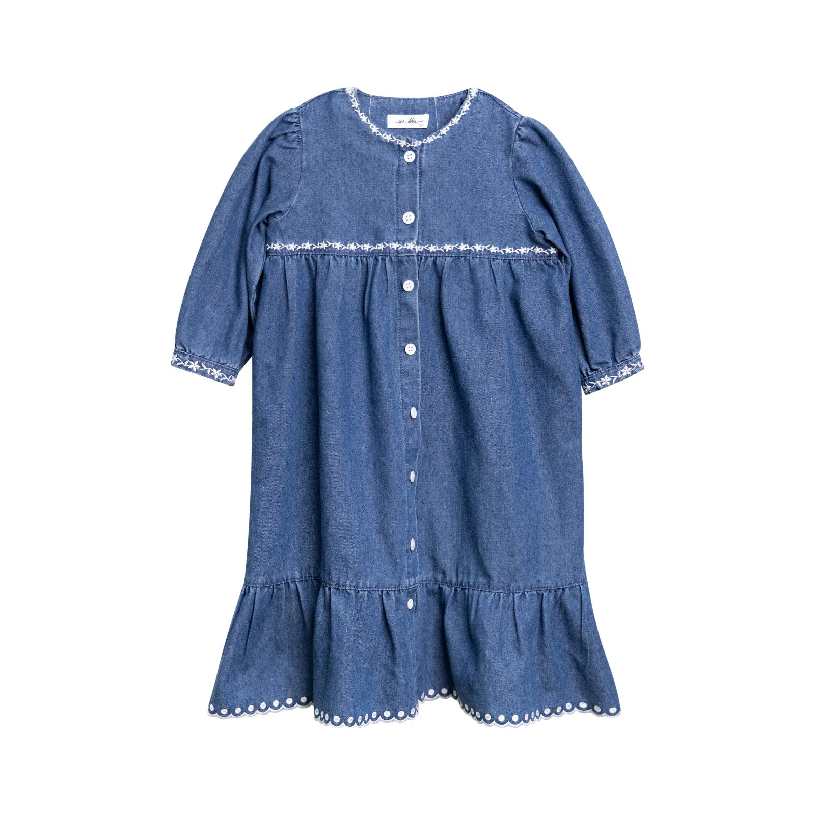 Nou Nelle Denim Trimmed Dress (3/4 Sleeve)