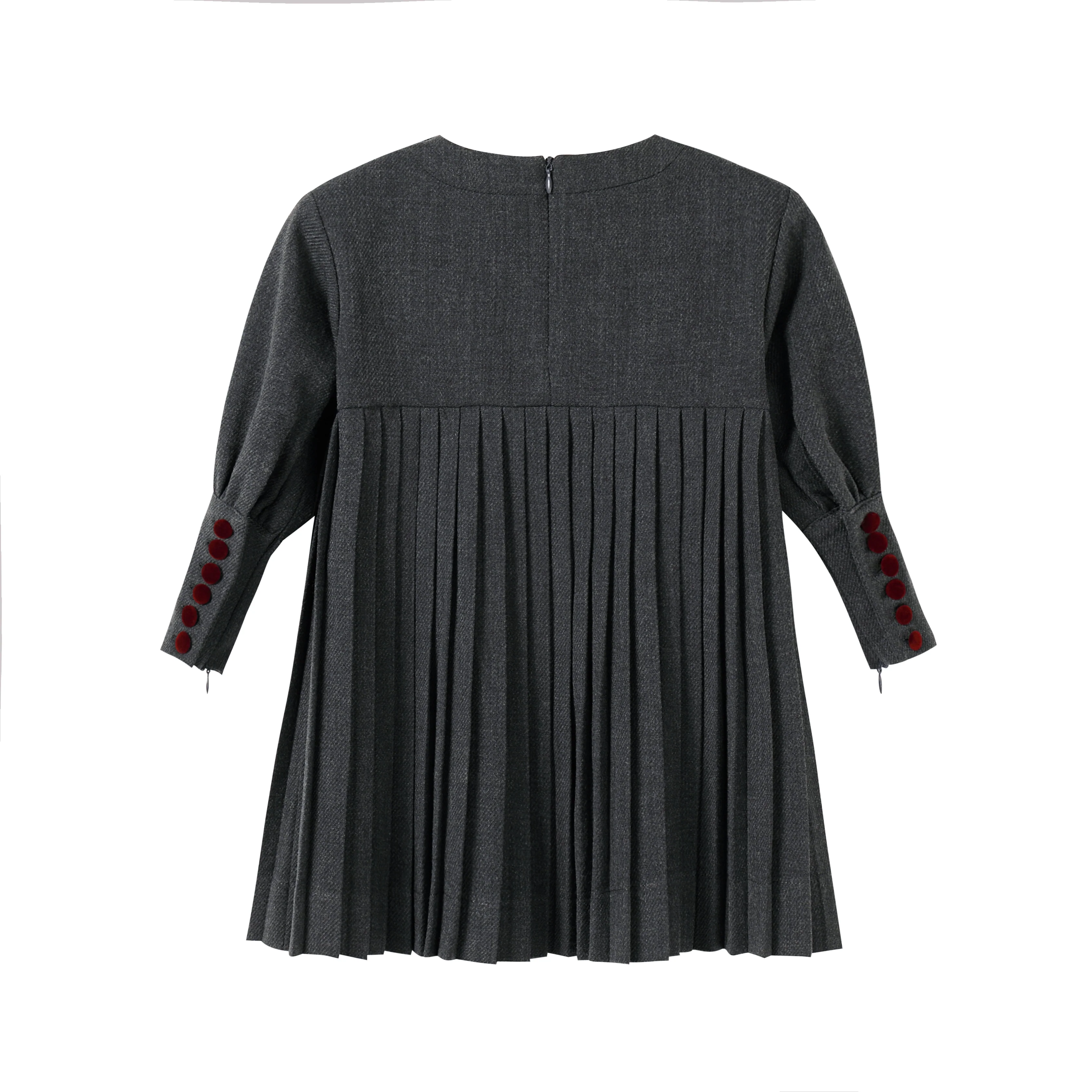 Nou Nelle Pleated Button Dress - Dark Grey - Image 5