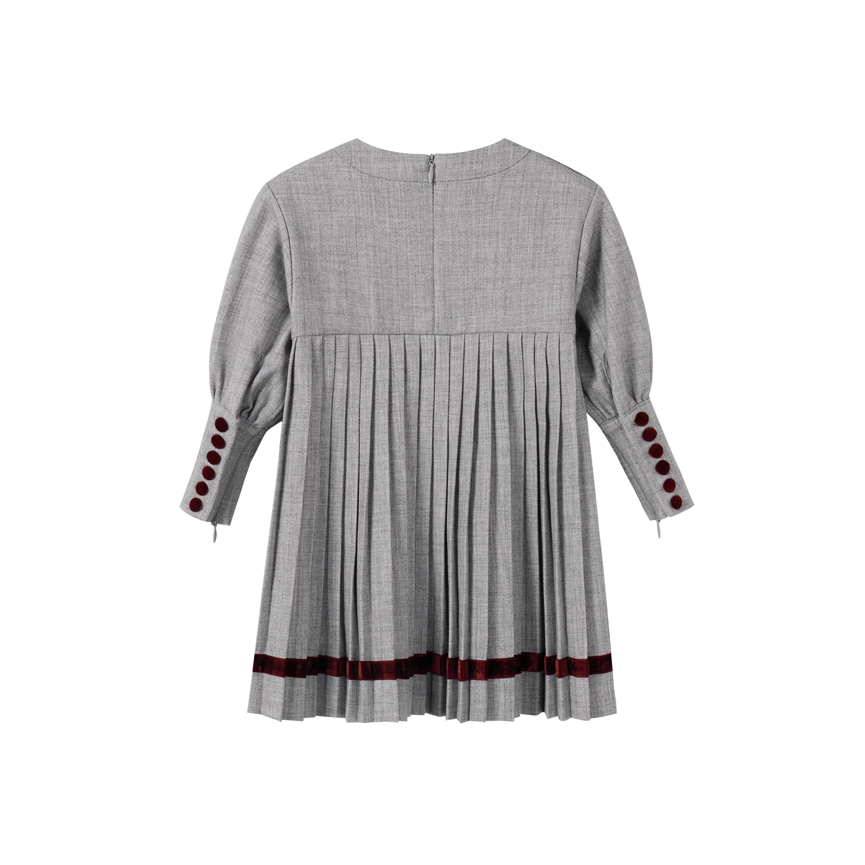 Nou Nelle Pleated Button Dress - Light Grey - Image 4