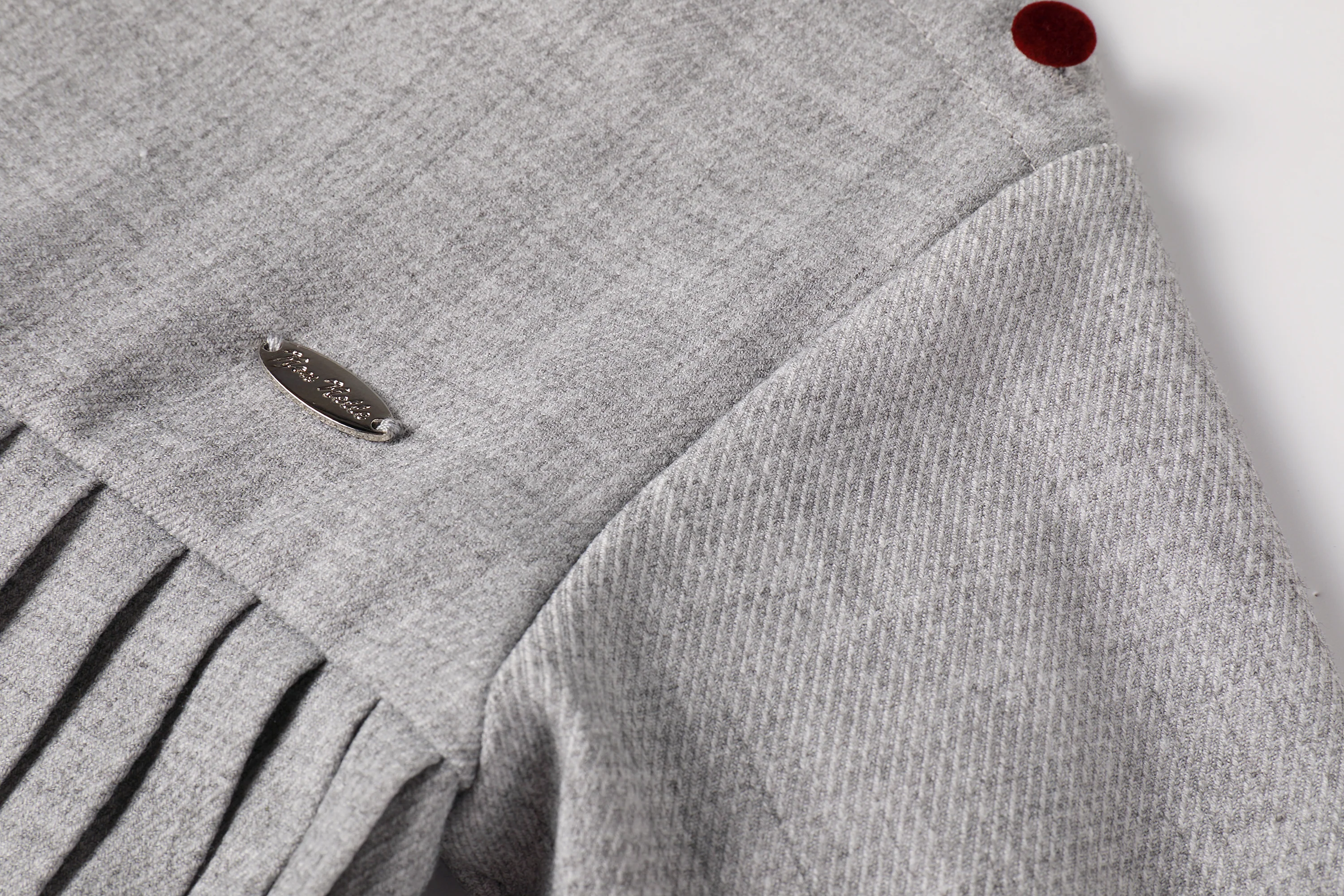 Nou Nelle Pleated Button Dress - Light Grey - Image 5