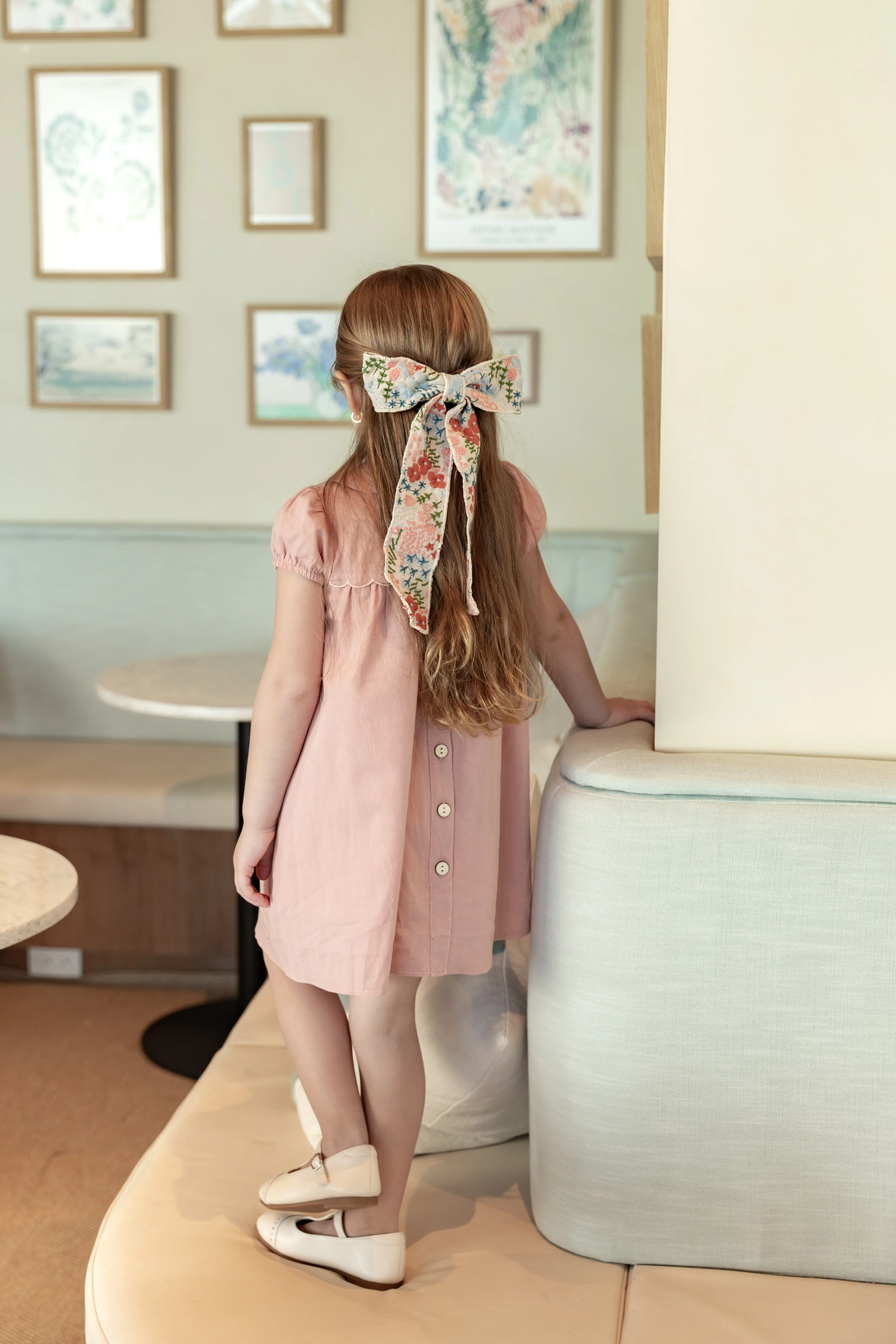Nou Nelle Scallop Embroidered Short Sleeve Dress - Pink - Image 3