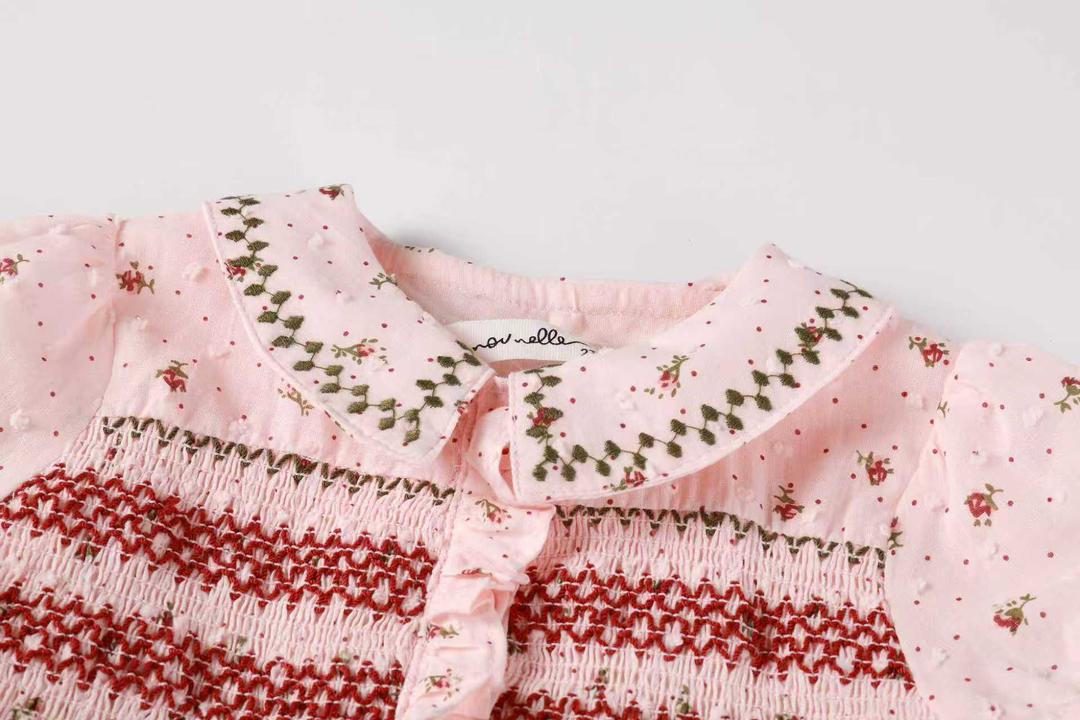 Nou Nelle Smocked Pink Dress (Short Sleeve) - Image 3