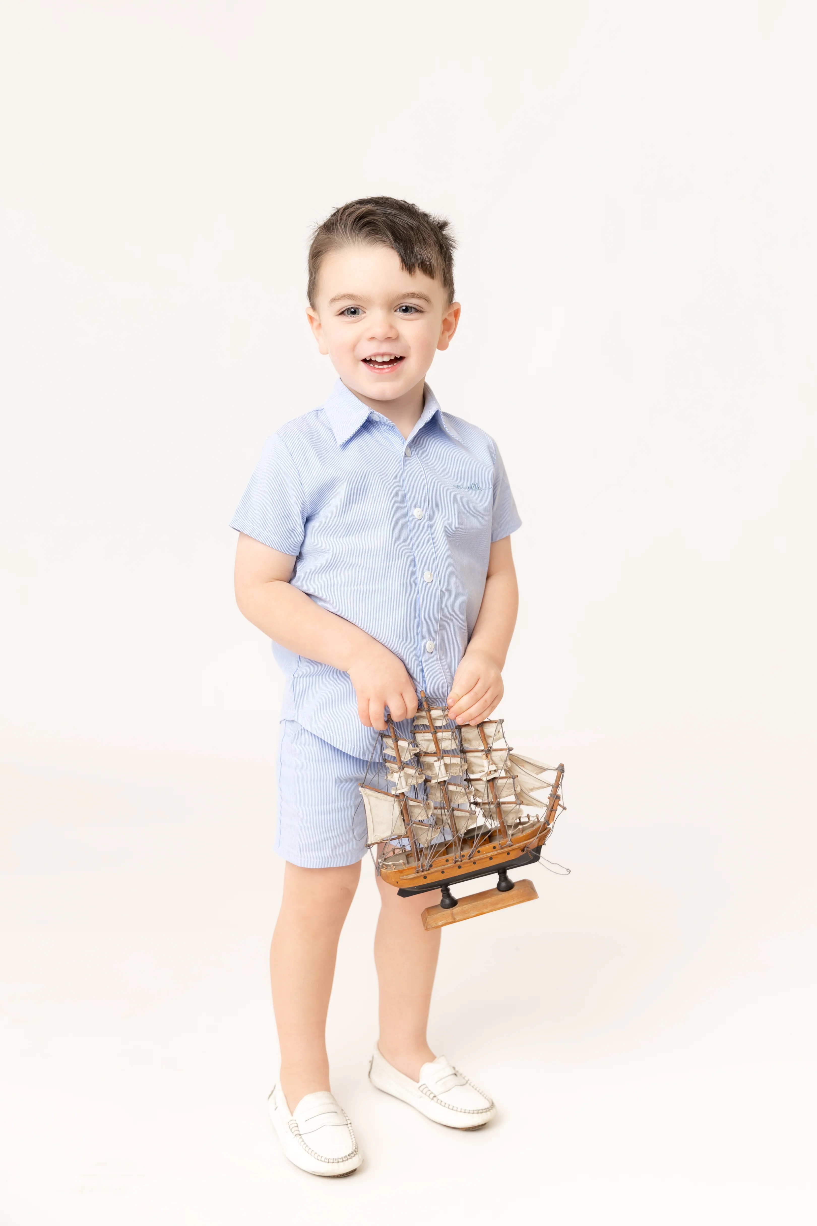 Nou Nelle Striped Boy Set - Light Blue
