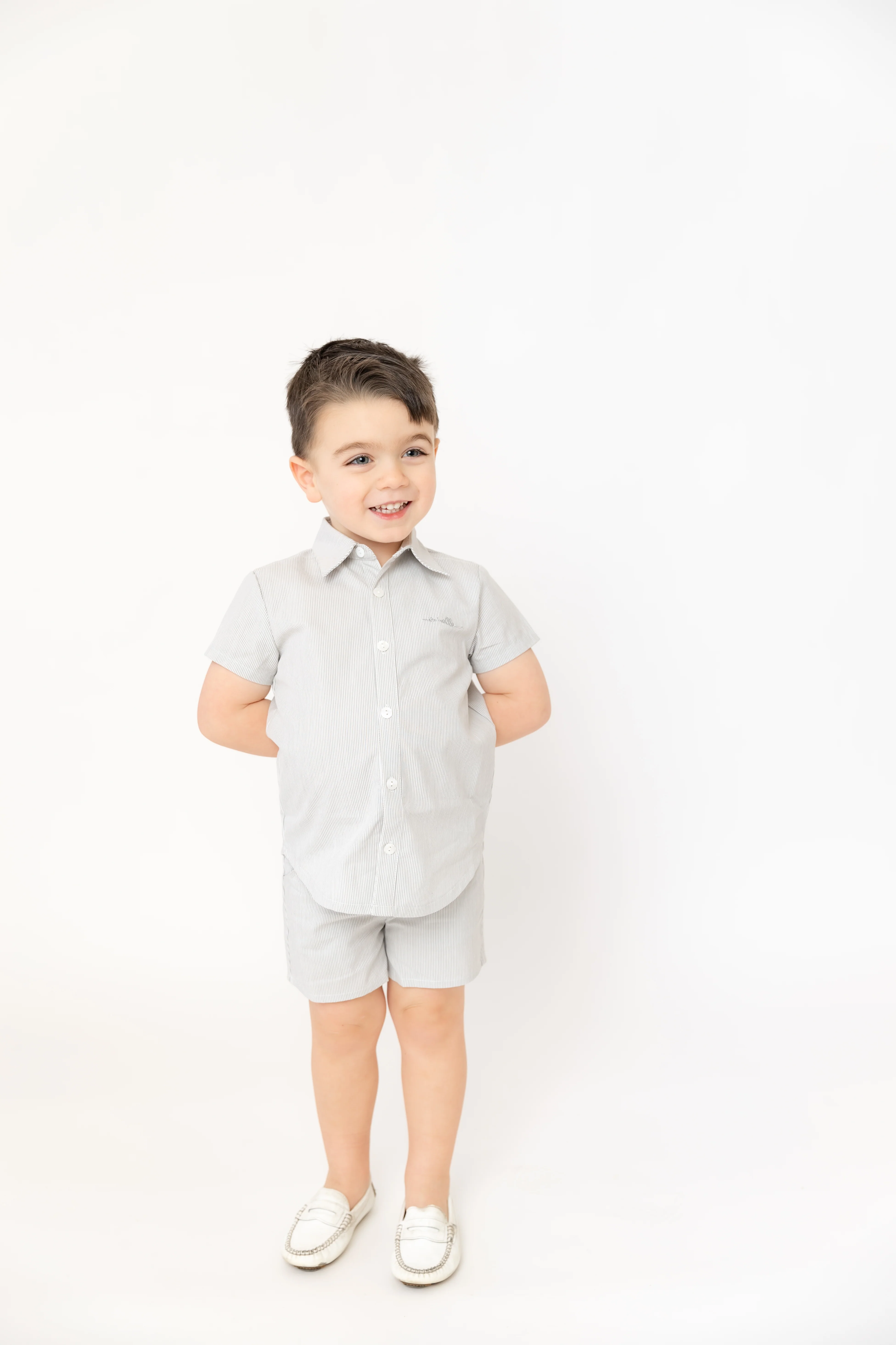 Nou Nelle Striped Boy Set - Sage - Image 2
