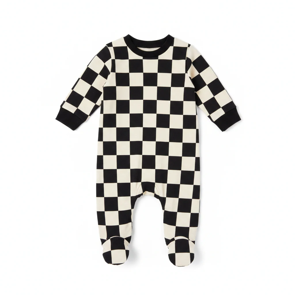 Numu Checked Footie - Black/White