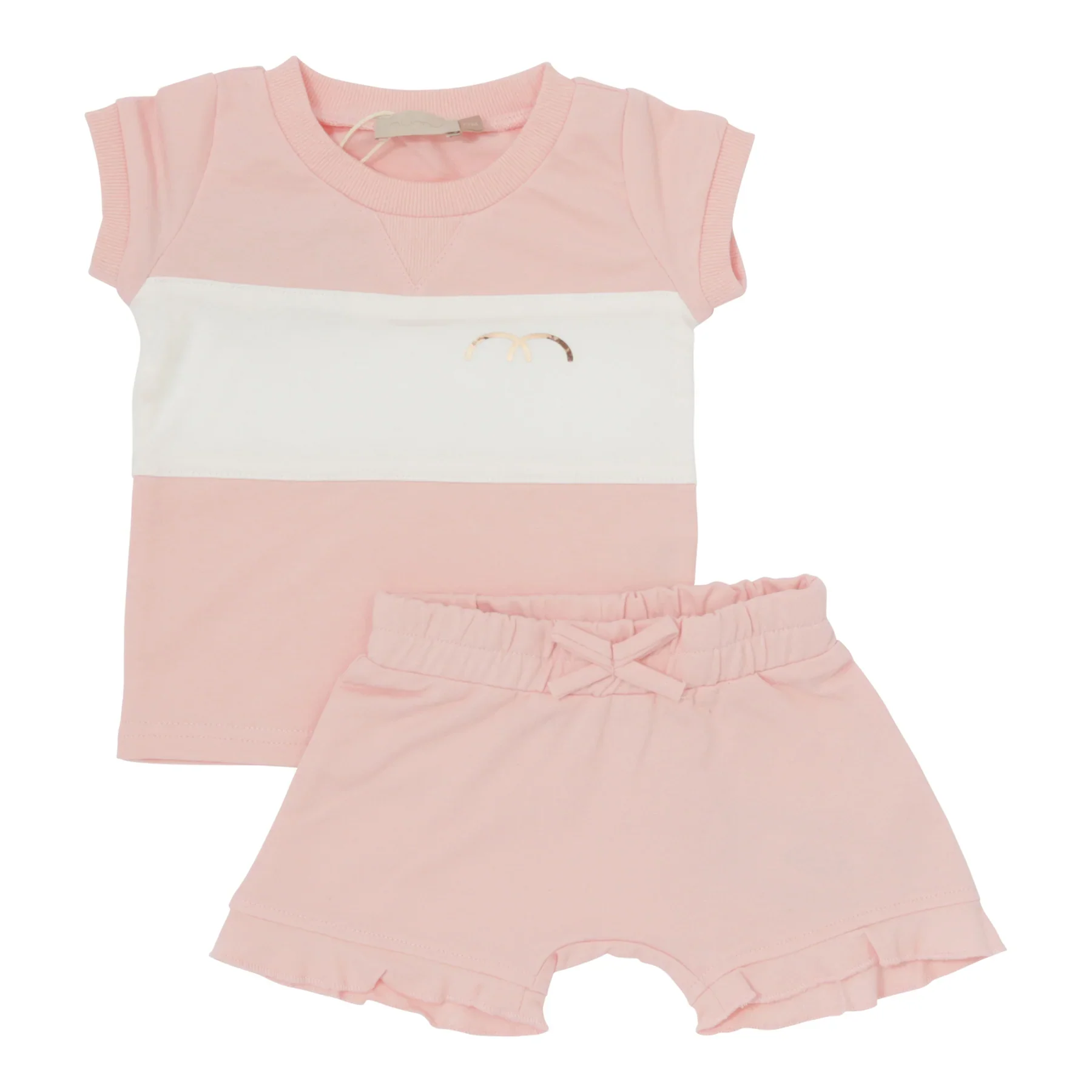 Numu Striped Baby Girl Sweat Set - Pastel Pink