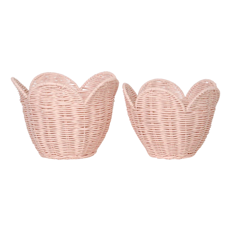 Olliella Rattan Lily Basket - Blush - Image 4