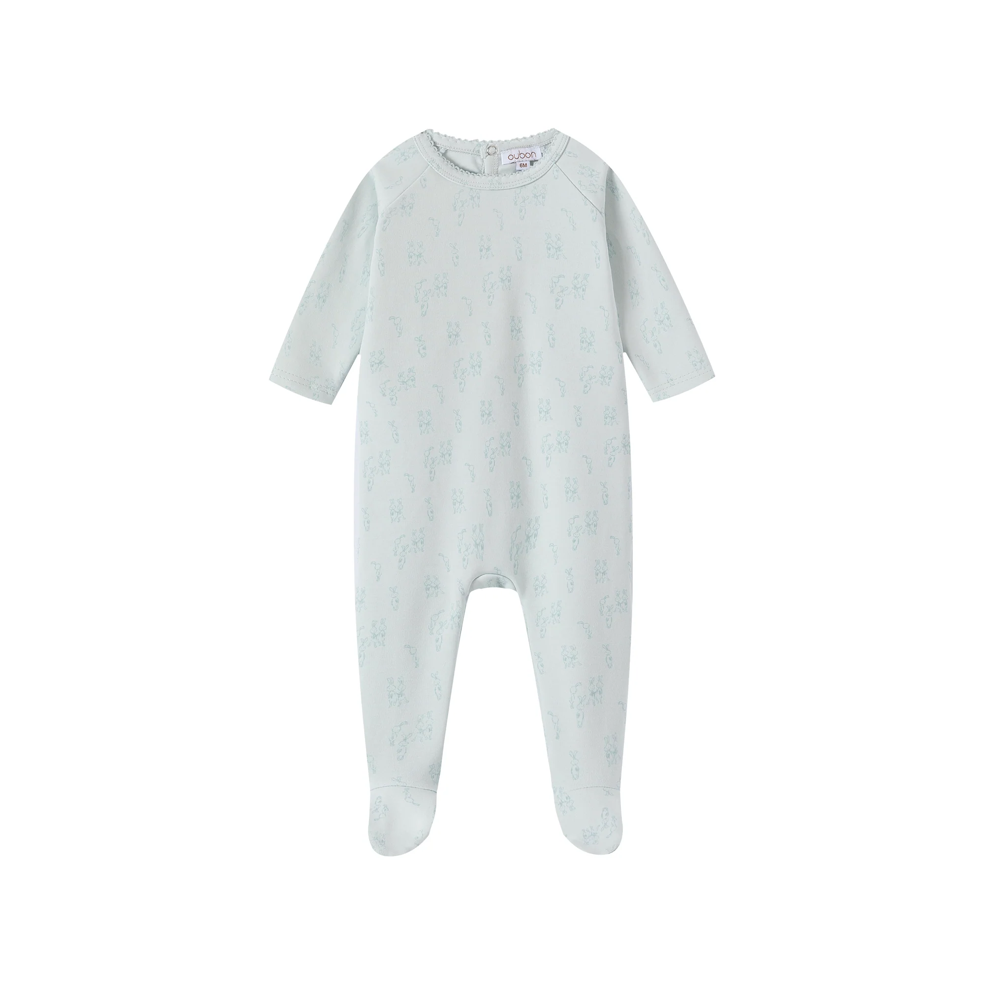 Oubon All Over Bunny Print Footie - Blue