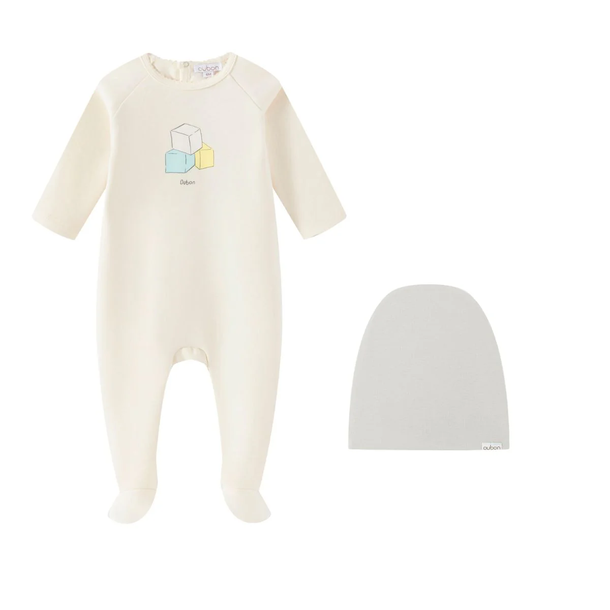 Oubon Block Print Footie And Hat - Boys