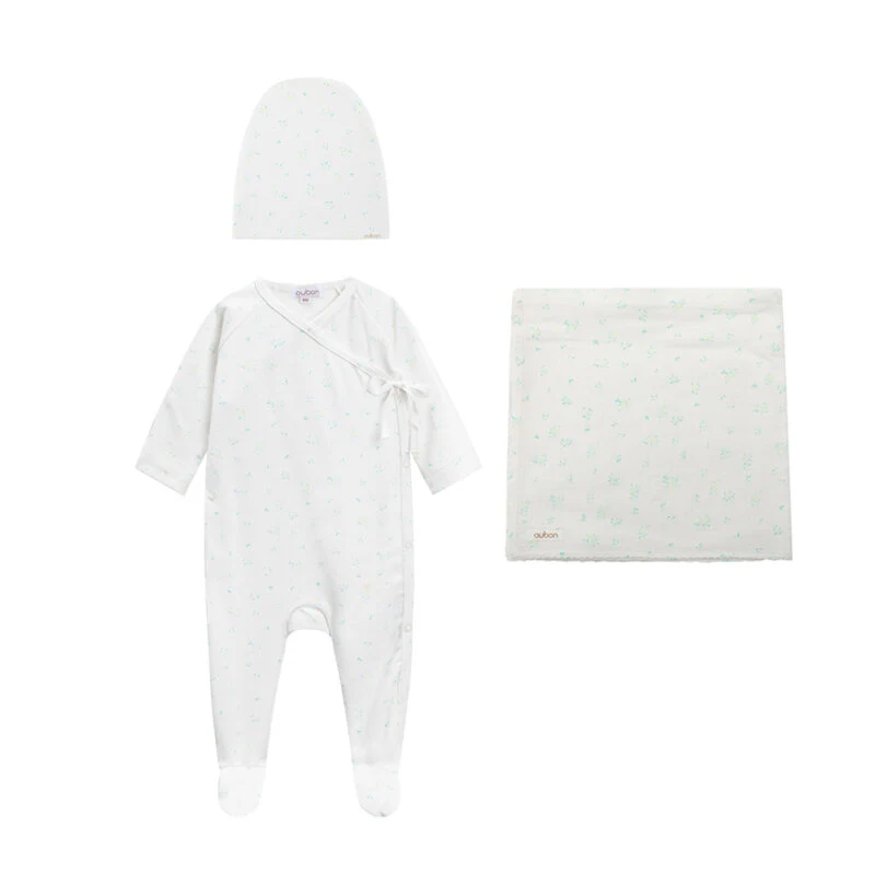 Oubon Blue & Yellow Floral 3PC Layette Set