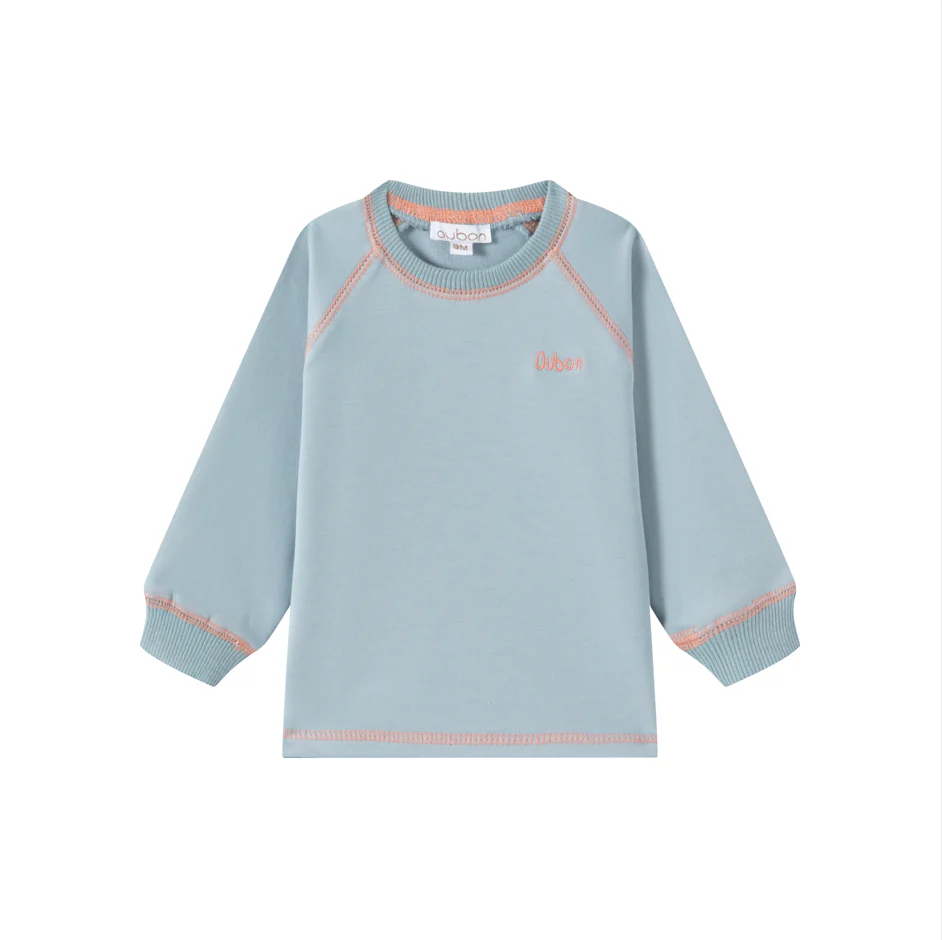 Oubon Contrast Stitch Sweat Top - Blue