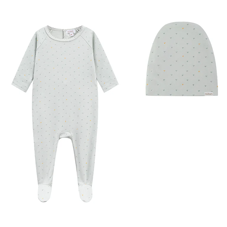 Oubon Dot Footie with Hat - Blue