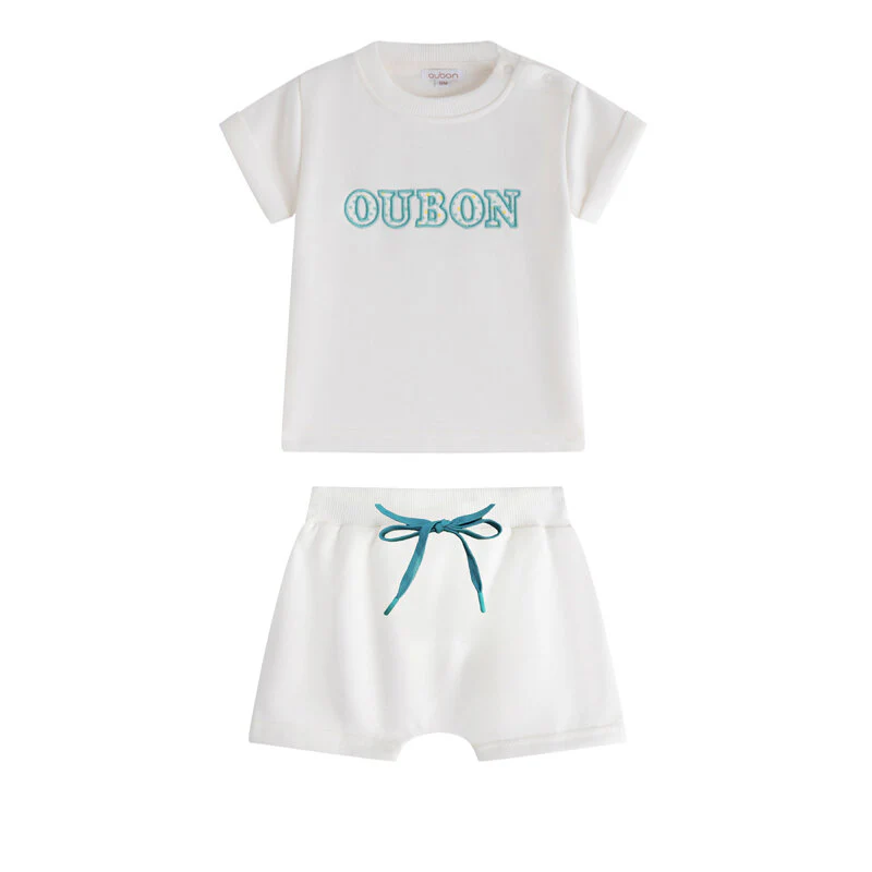 Oubon Patchwork Sweat Set - Blue