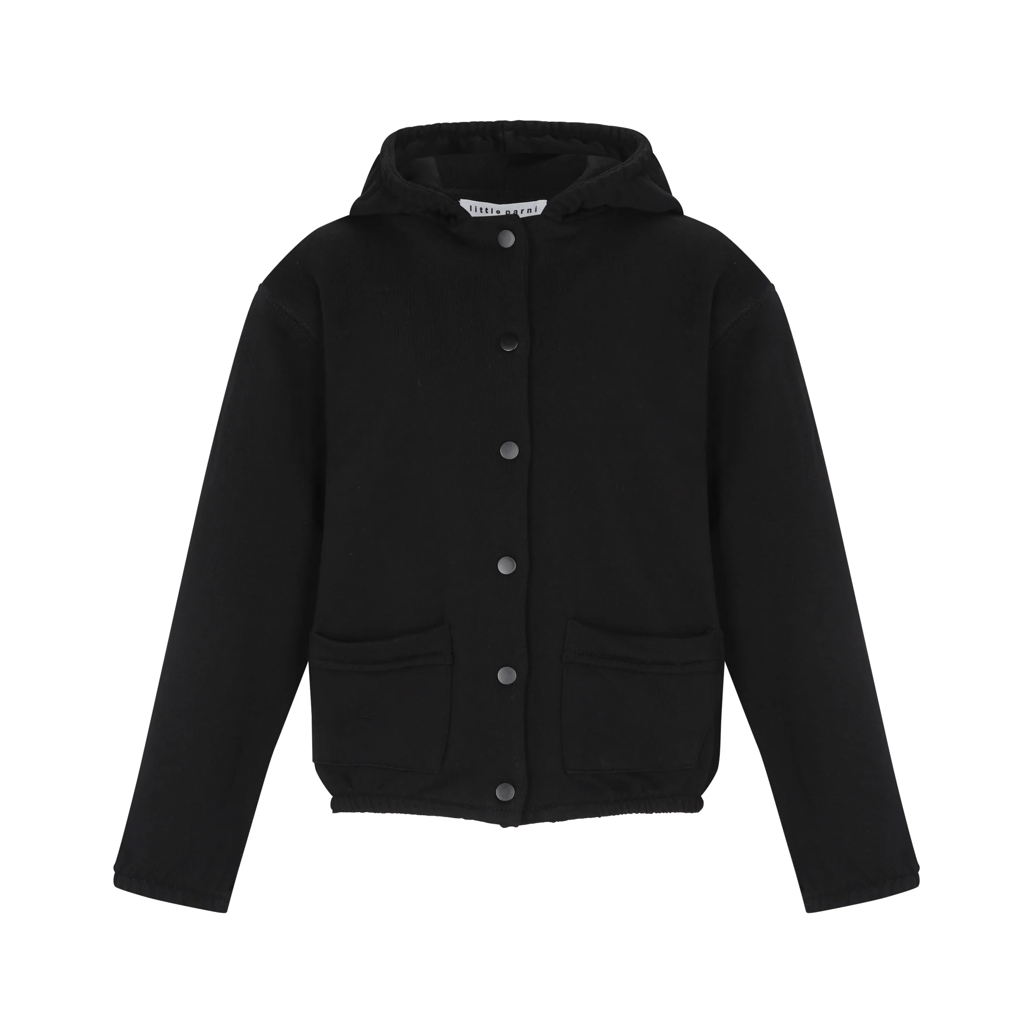 Parni Hoodie Jacket with Snaps-Black
