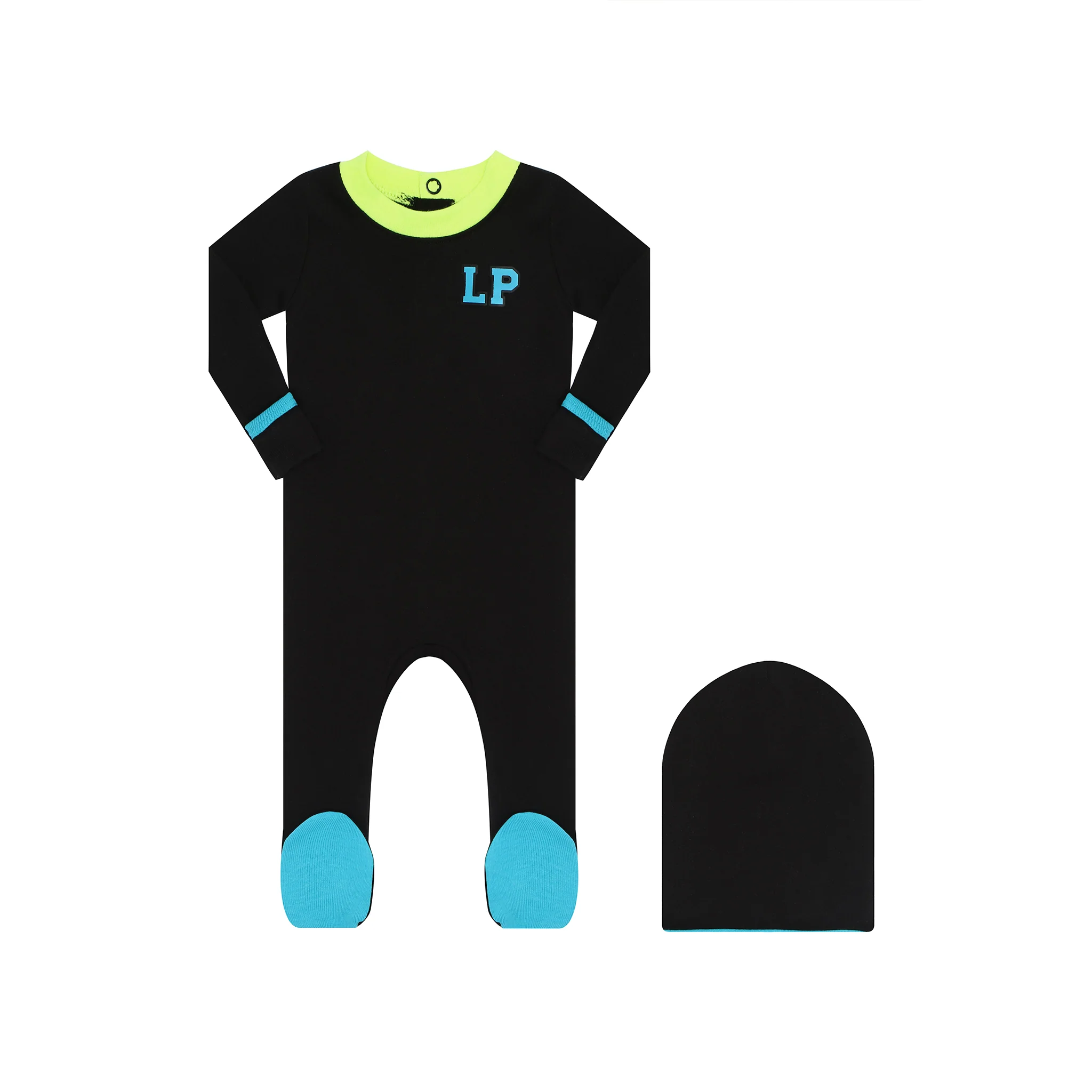 Parni PJ69 Varsity Neon Pajama Stretchy - Black/Blue