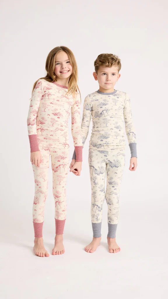 Parni PJ65 Kids Toile Pajamas Large Print - Red - Image 2