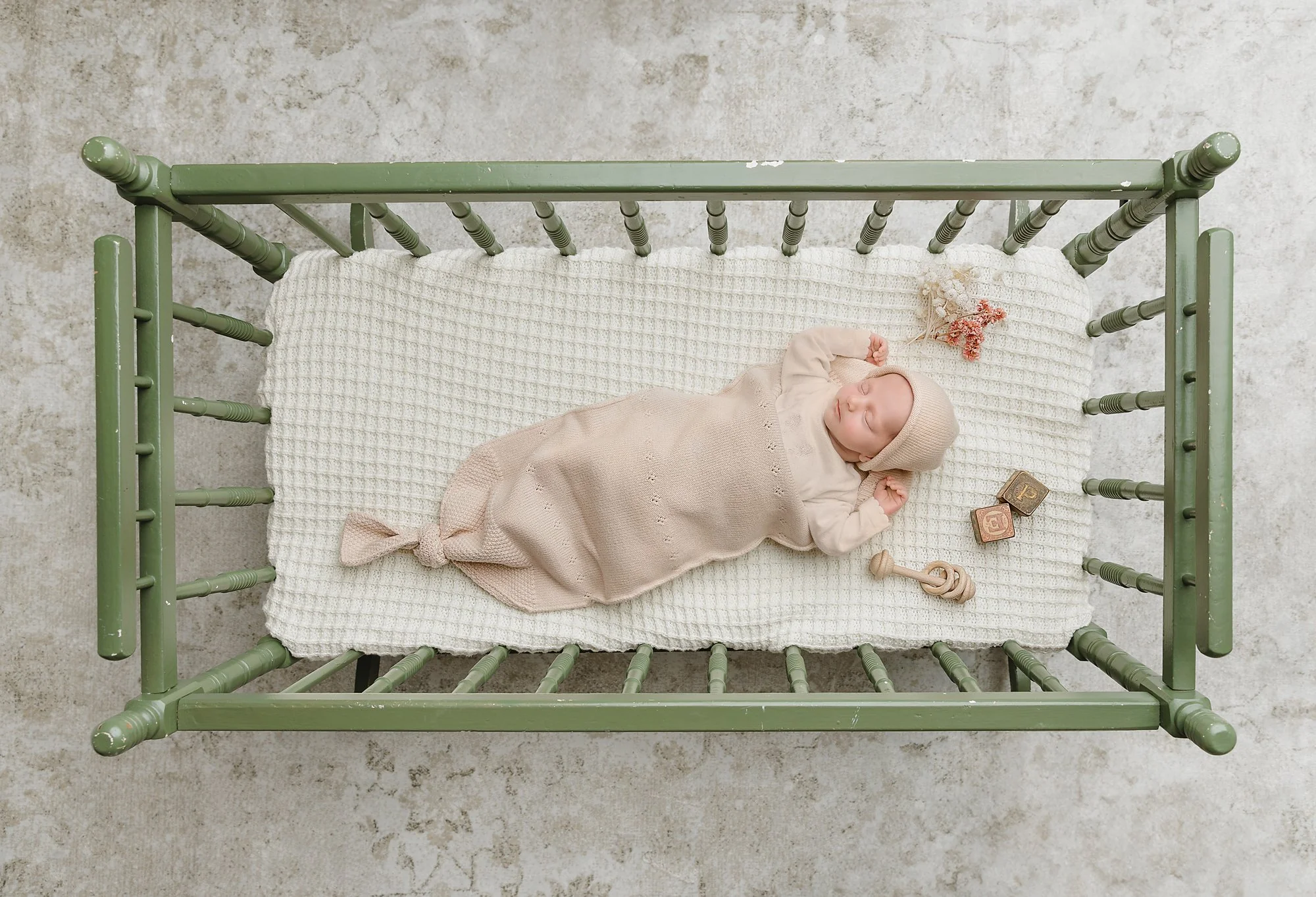 Peluche Pointelle Knit Cocoon and Bonnet - Rose - Image 2