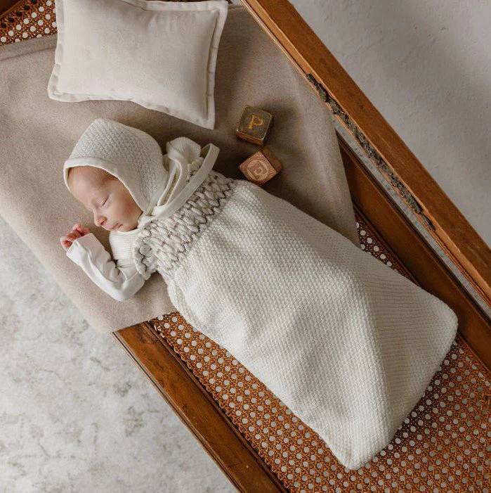 Peluche Smocked Cocoon Set  and Bonnet - Cream - Image 2