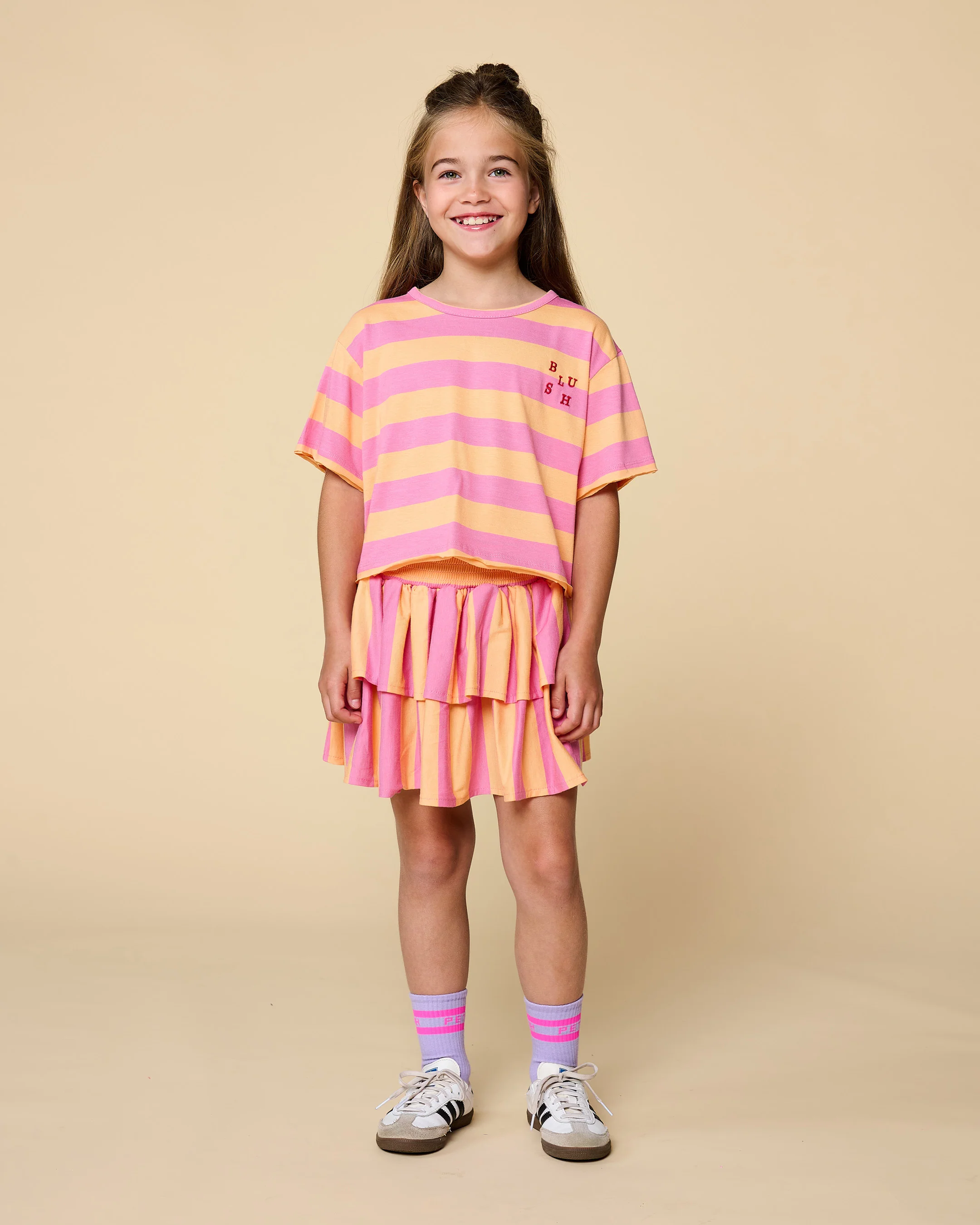 Petit Blush Stripe T-shirt - Cashmere Rose/Peach Cobbler - Image 2