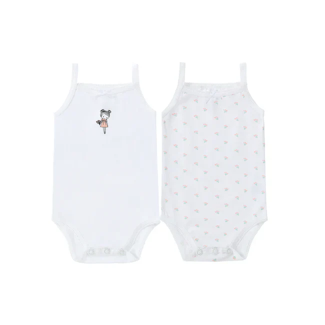 Petit Clair Baby 2PC Bodysuit - Doll & Flower Print