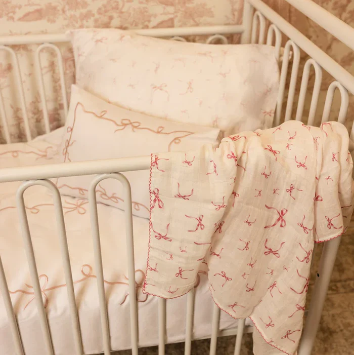 Petite Belle Lafayette Pink Lace Swaddle & Burp Cloth Set - Image 2