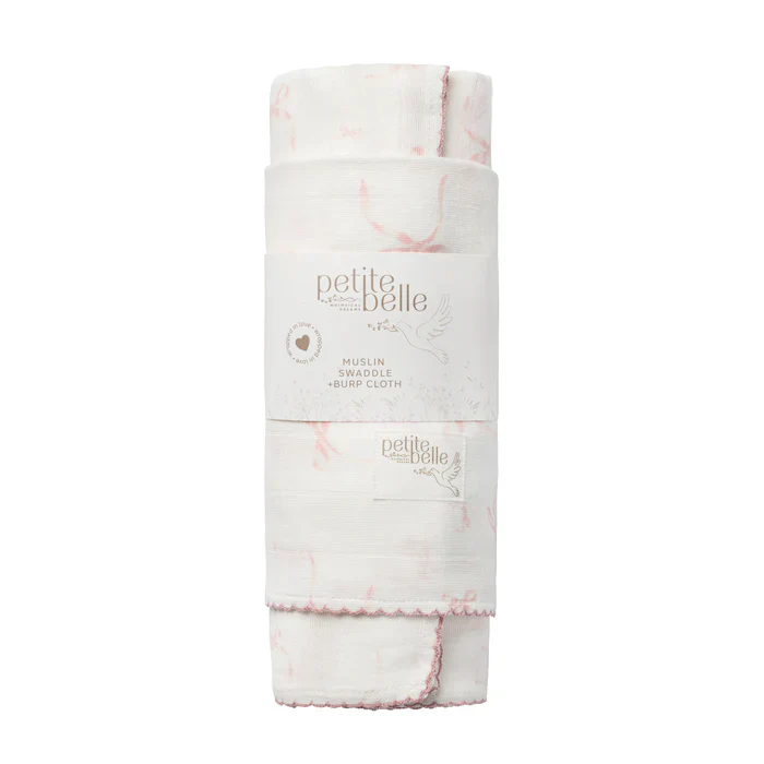 Petite Belle Lafayette Pink Lace Swaddle & Burp Cloth Set - Image 3
