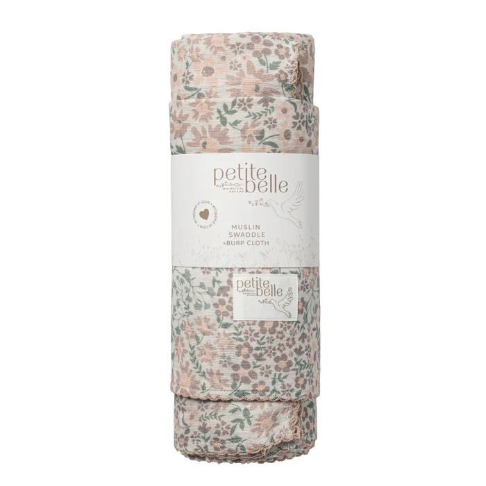 Petite Belle Liberty Floral Swaddle & Burp Cloth Set - Image 2