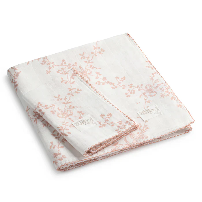 Petite Belle Pink Lattice Swaddle & Burp Cloth Set