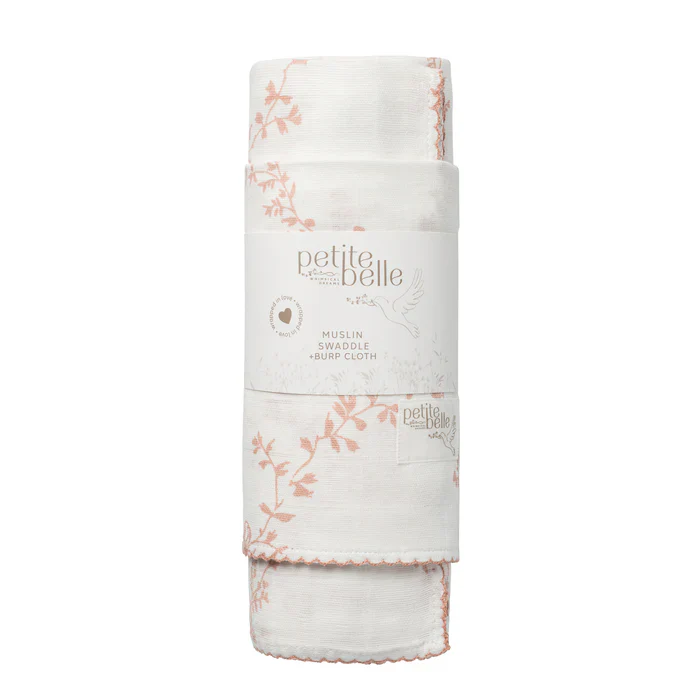 Petite Belle Pink Lattice Swaddle & Burp Cloth Set - Image 2