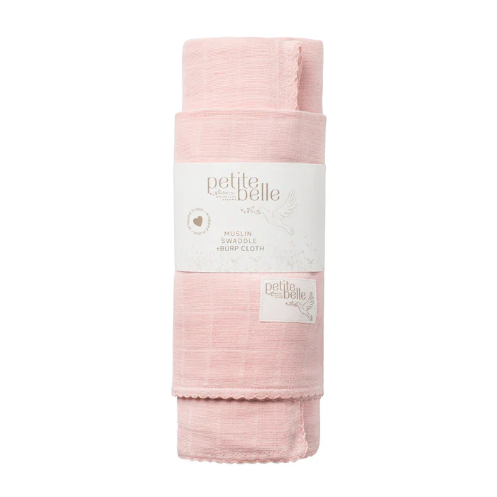 Petite Belle Pink Swaddle & Burp Cloth Set - Image 2
