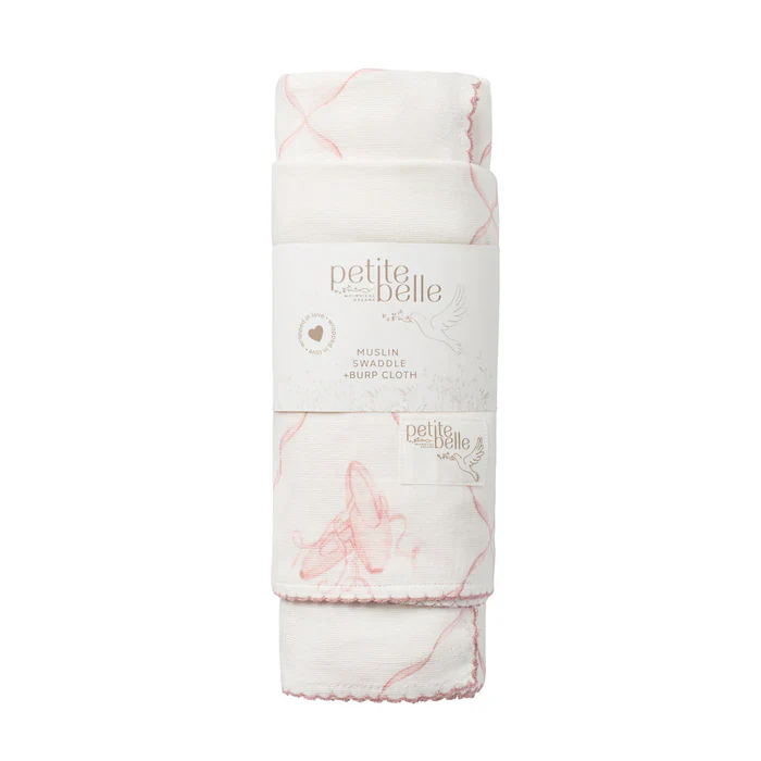 Petite Belle Rose Ballet Swaddle & Burp Cloth Set - Image 2