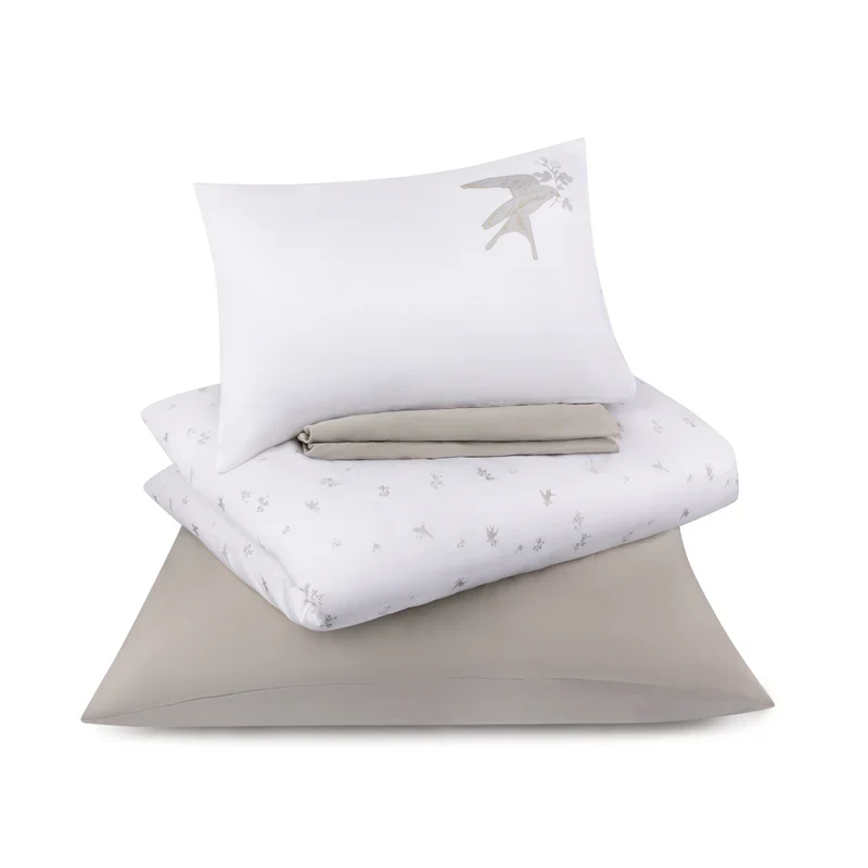 Petite Belle Summer Skies Bird Crib Set - French Grey