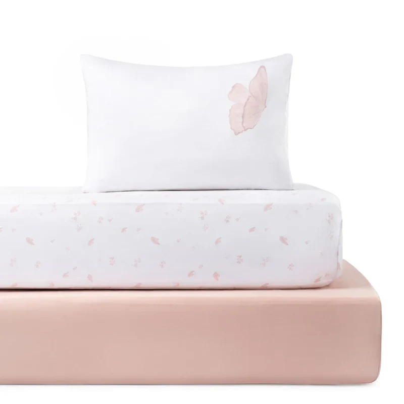 Petite Belle Summer Skies Standard Crib Sheet Set- Blush Butterfly
