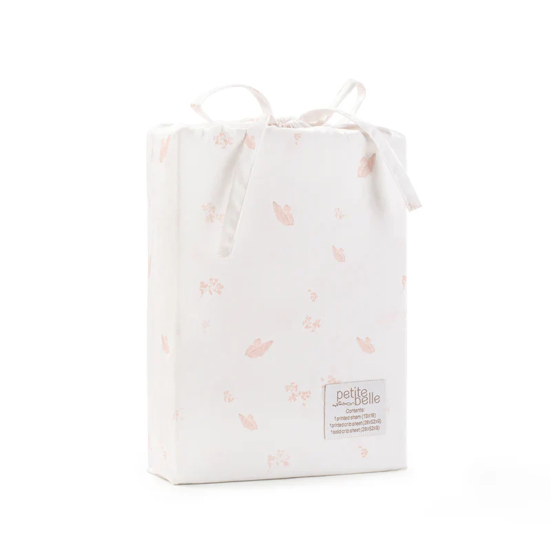 Petite Belle Summer Skies Standard Crib Sheet Set- Blush Butterfly - Image 2