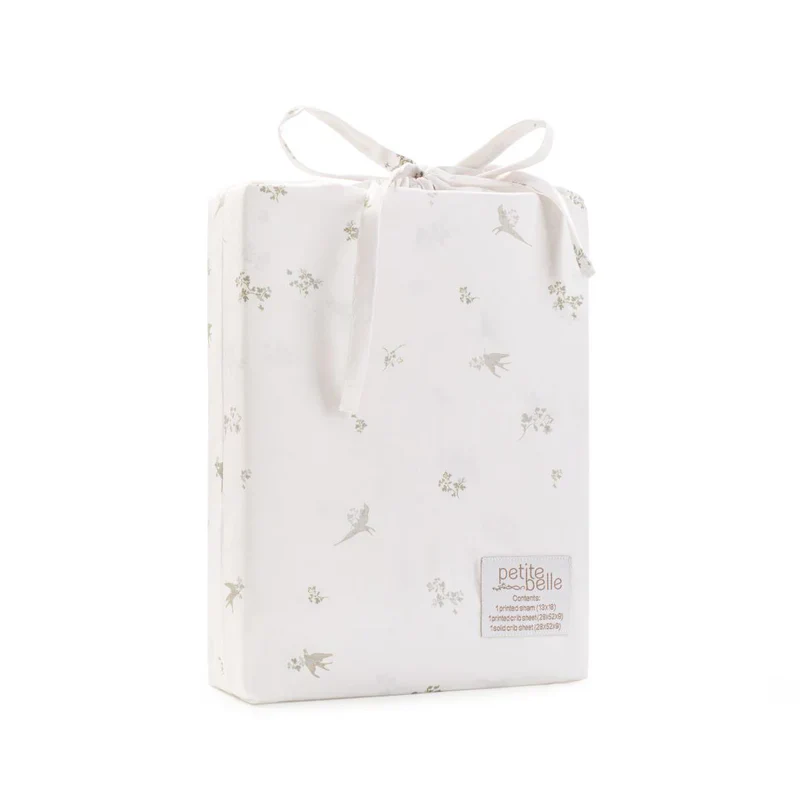 Petite Belle Summer Skies Standard Crib Sheet Set- French Grey Bird - Image 2