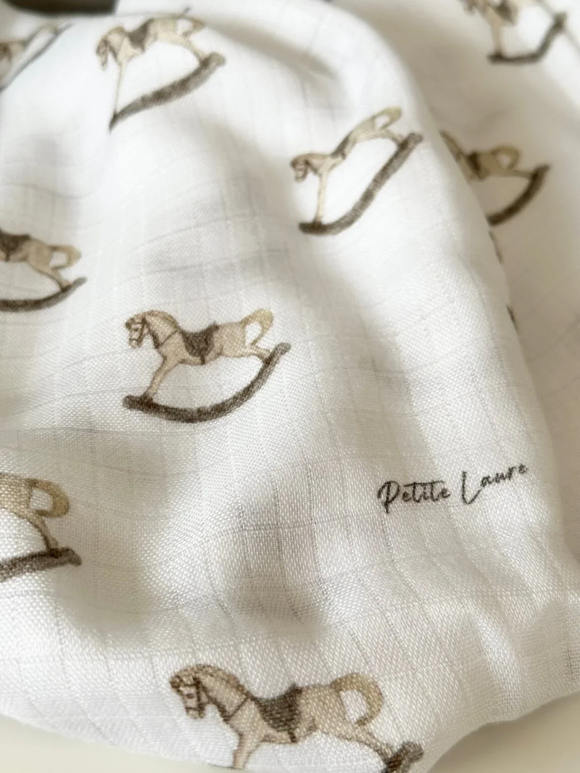 Petite Laure Baby Swaddle Rocking Horse - Beige