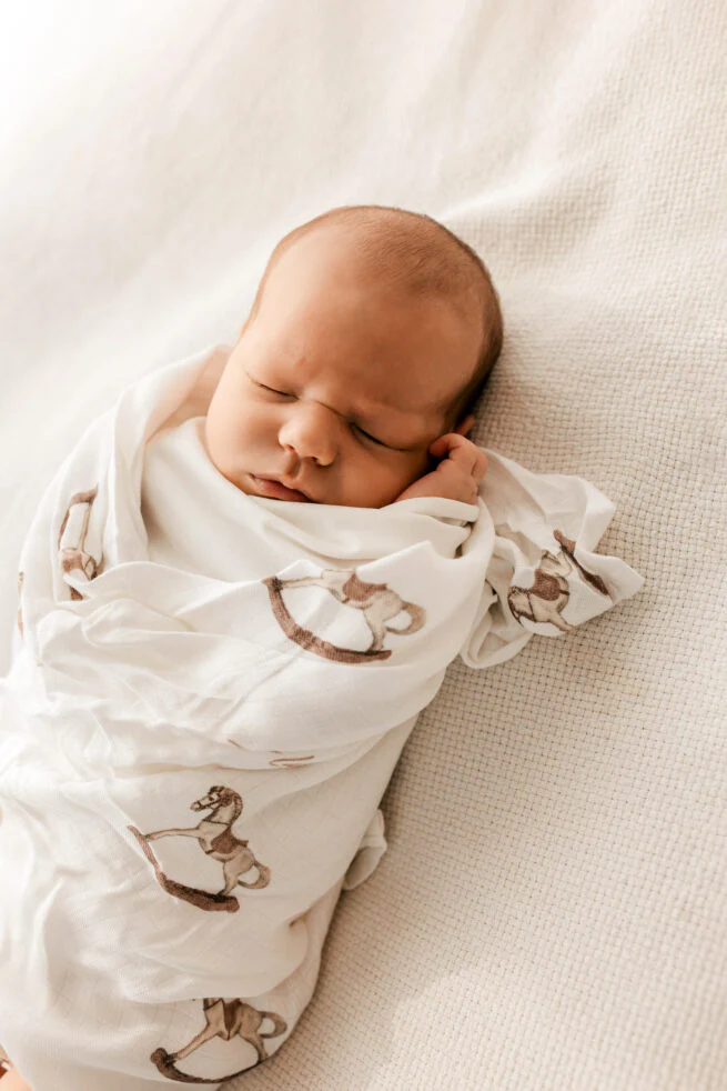 Petite Laure Baby Swaddle Rocking Horse - Dusty Pink