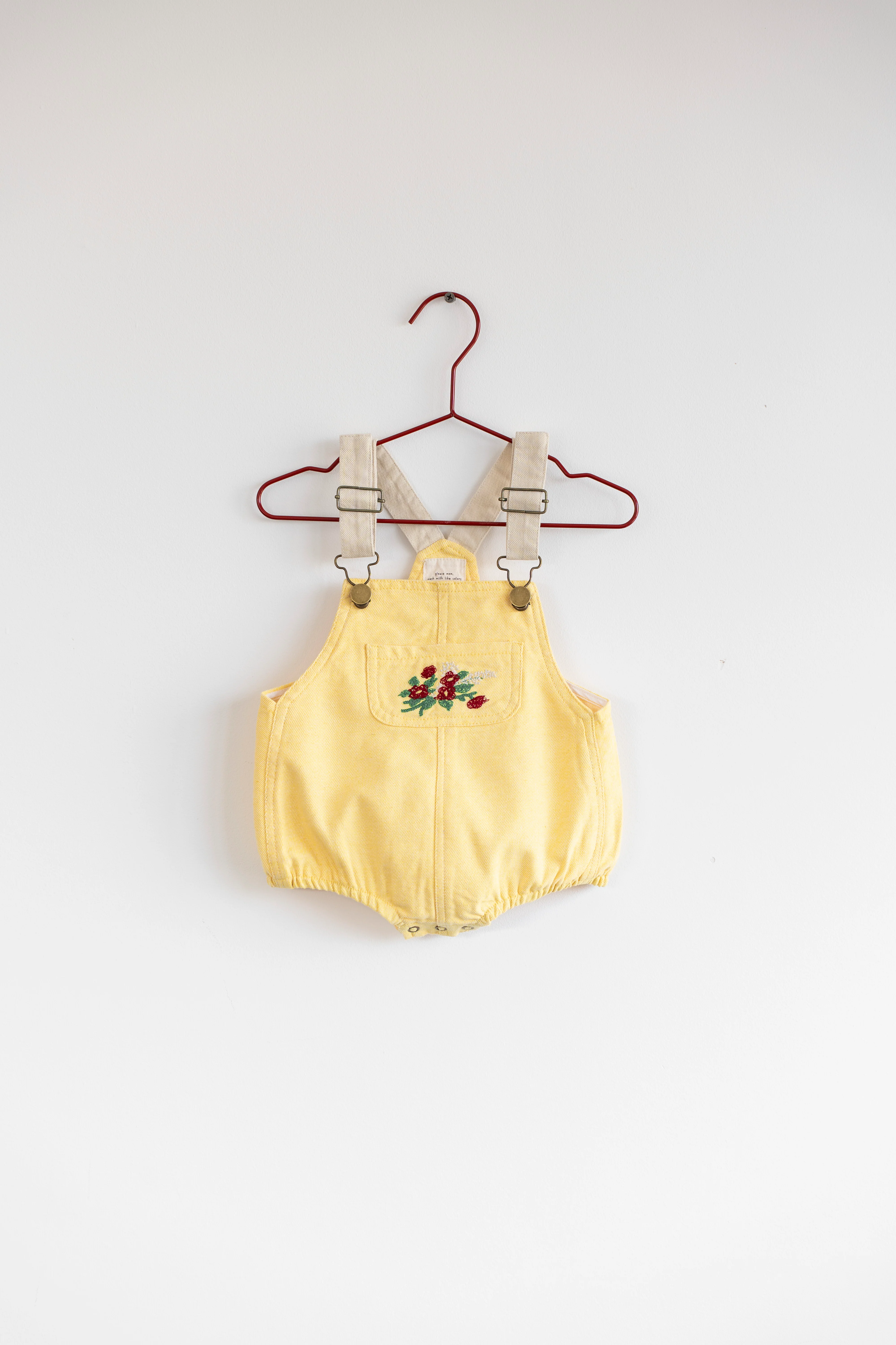 Please Mom Distressed Barrel Baby Romper - Yellow