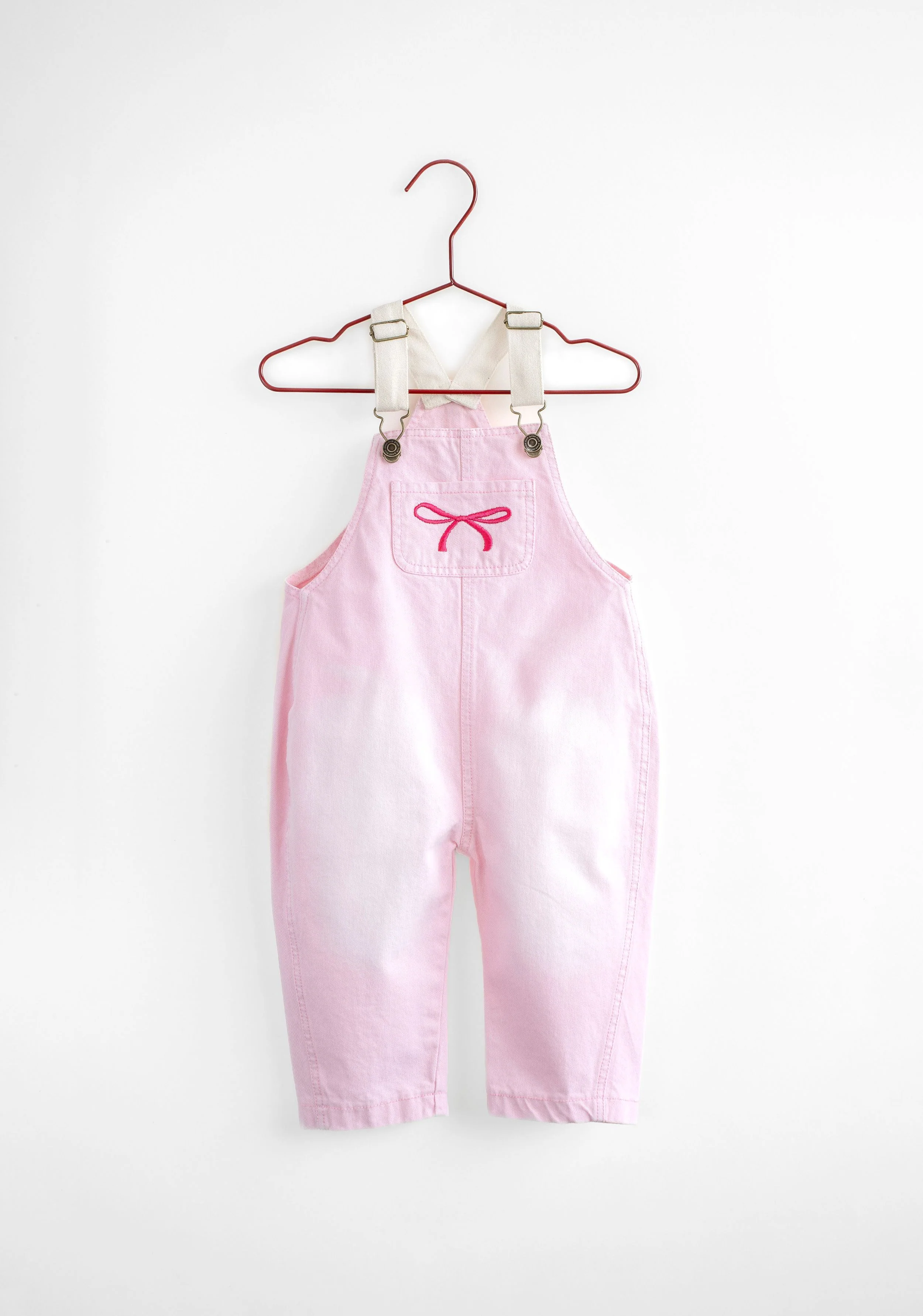 Please Mom Pink Bow Barrel Overalls *RUNS SMALL*