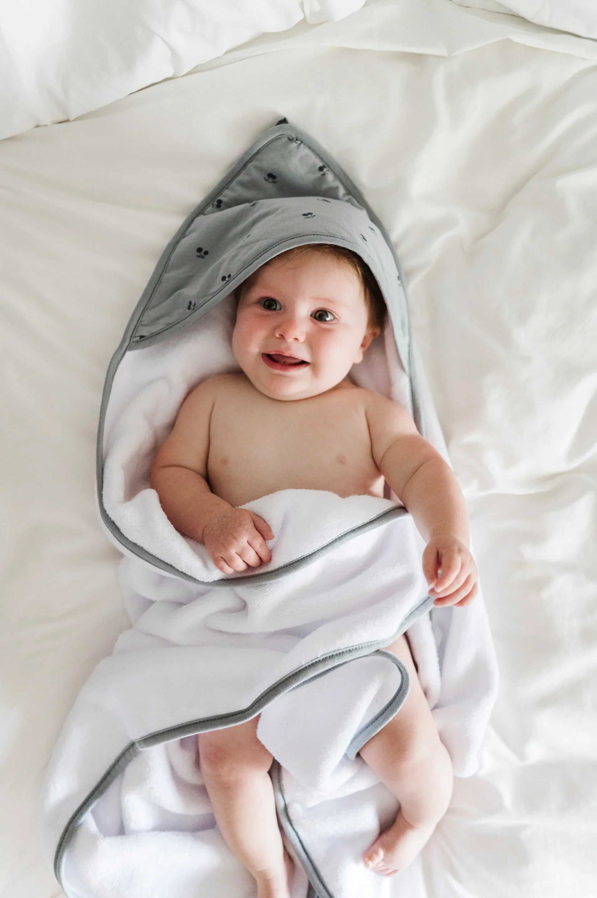 Printed Hooded Towel And Washcloth Set - Blue Cherry - Image 2