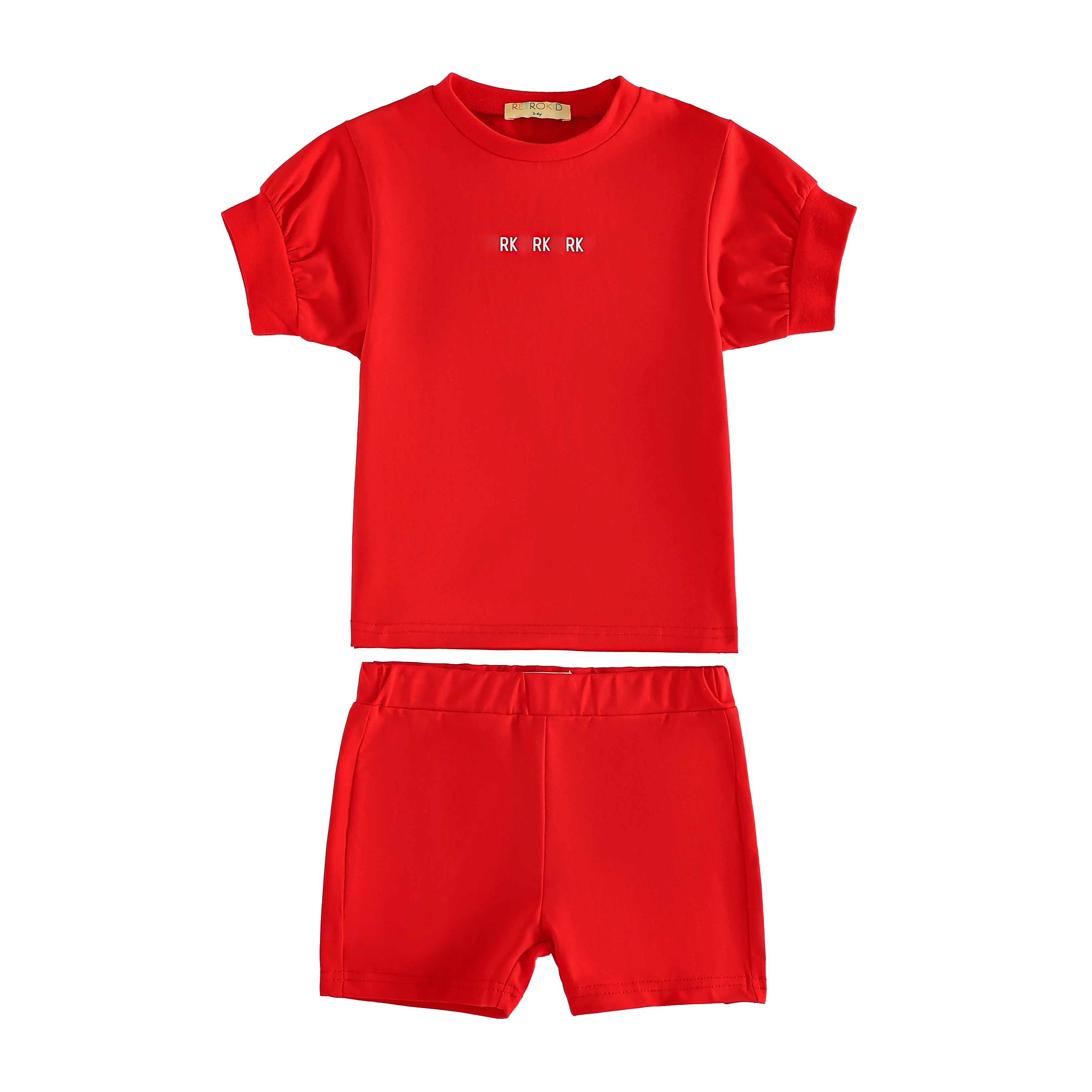 Retro Kid Hollis RK Logo Baby Tee And Shorts Set - Red