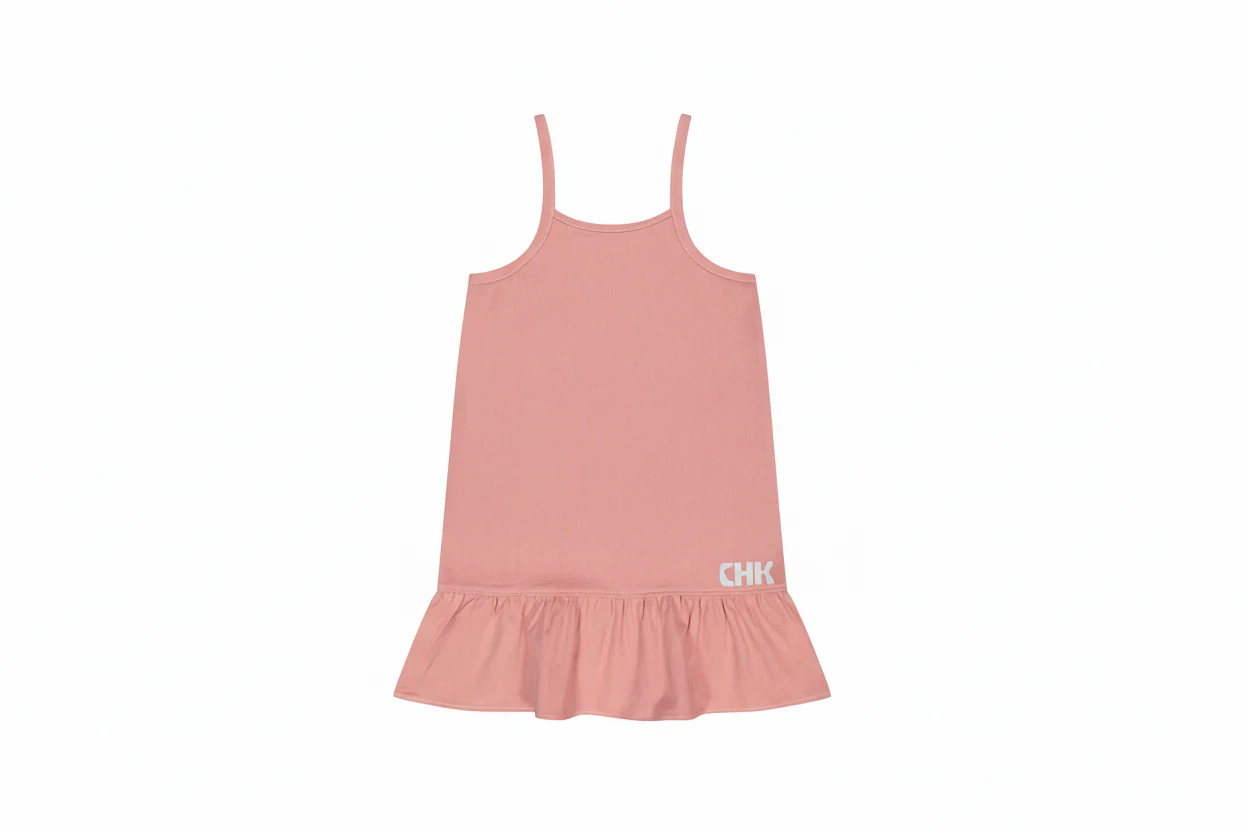 Retro Kid Hollis Strap Ruffle Dress - Pink Denim