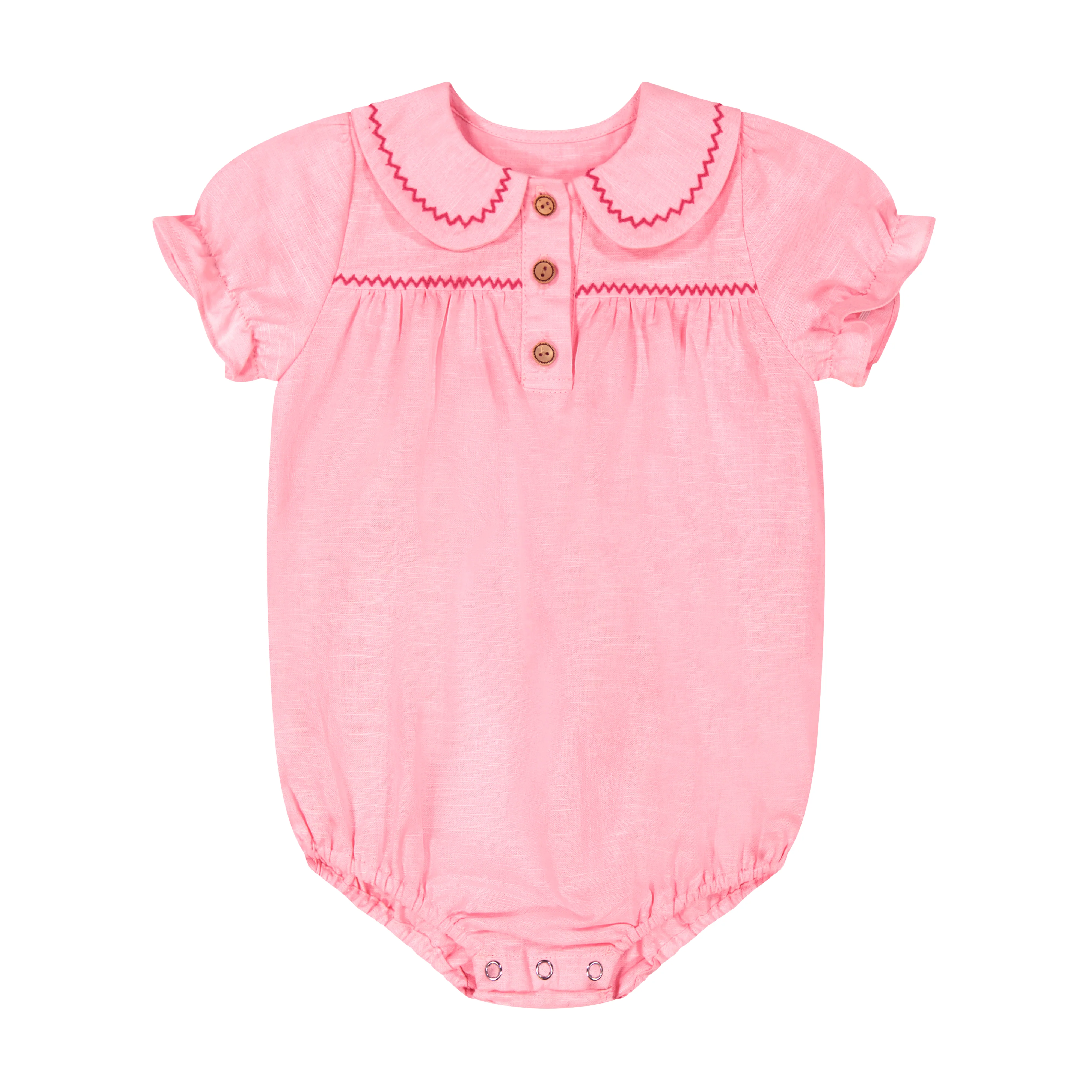 Retro Kid Linen Ric Rac Baby Romper