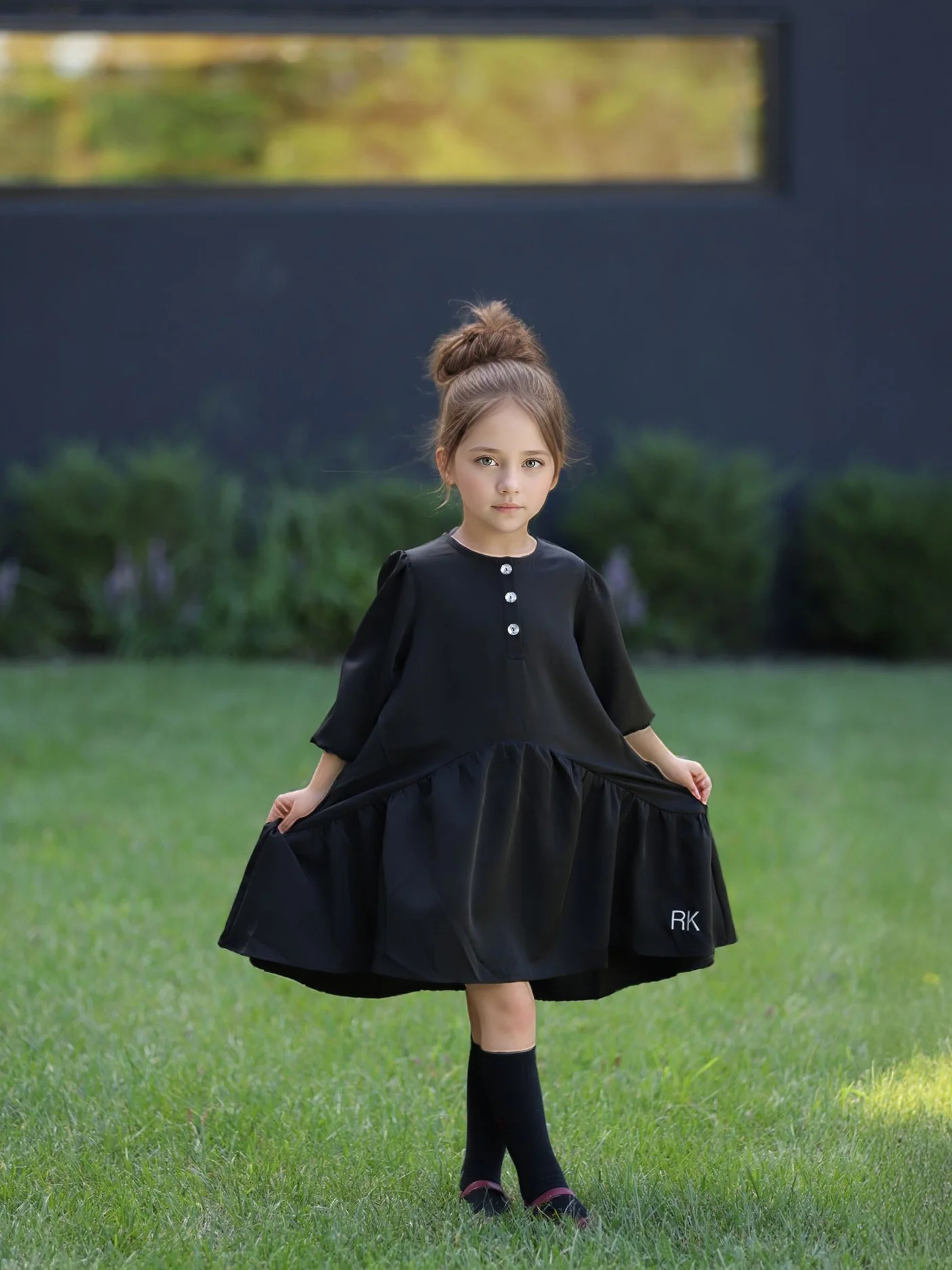 Retro Kid Mae Short Dress With Jewel Buttons - Black TRUE TO SIZE DON’T SIZE UP - Image 2
