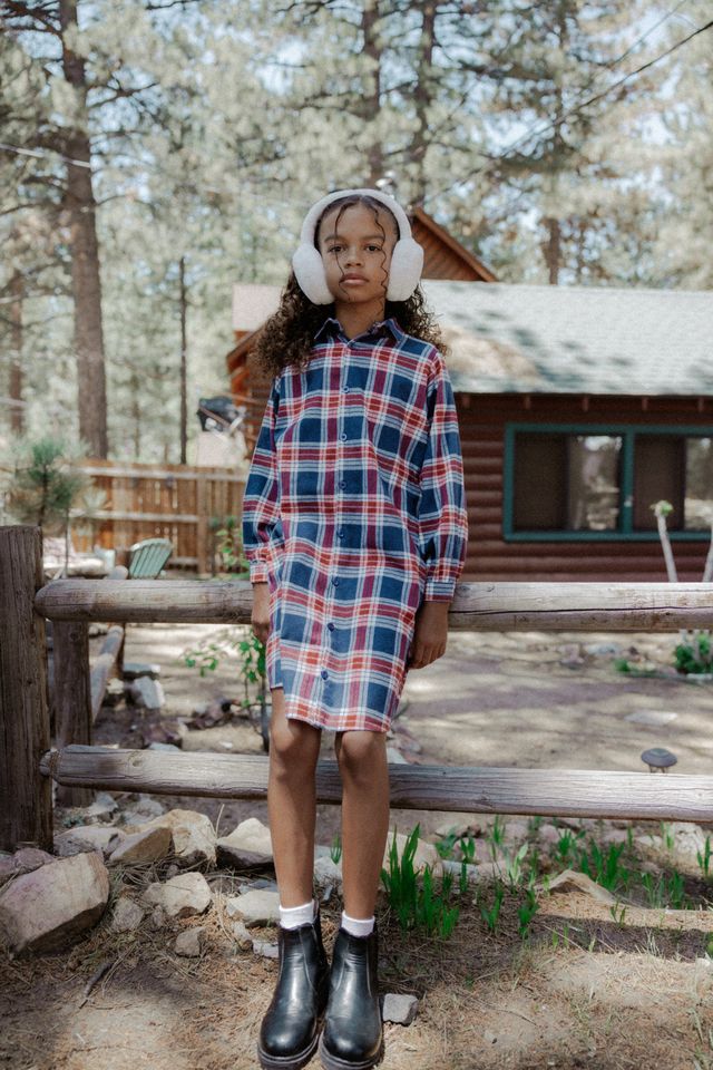 Retro Kid Margo Plaid Girls Button Dress - Plaid - Image 2