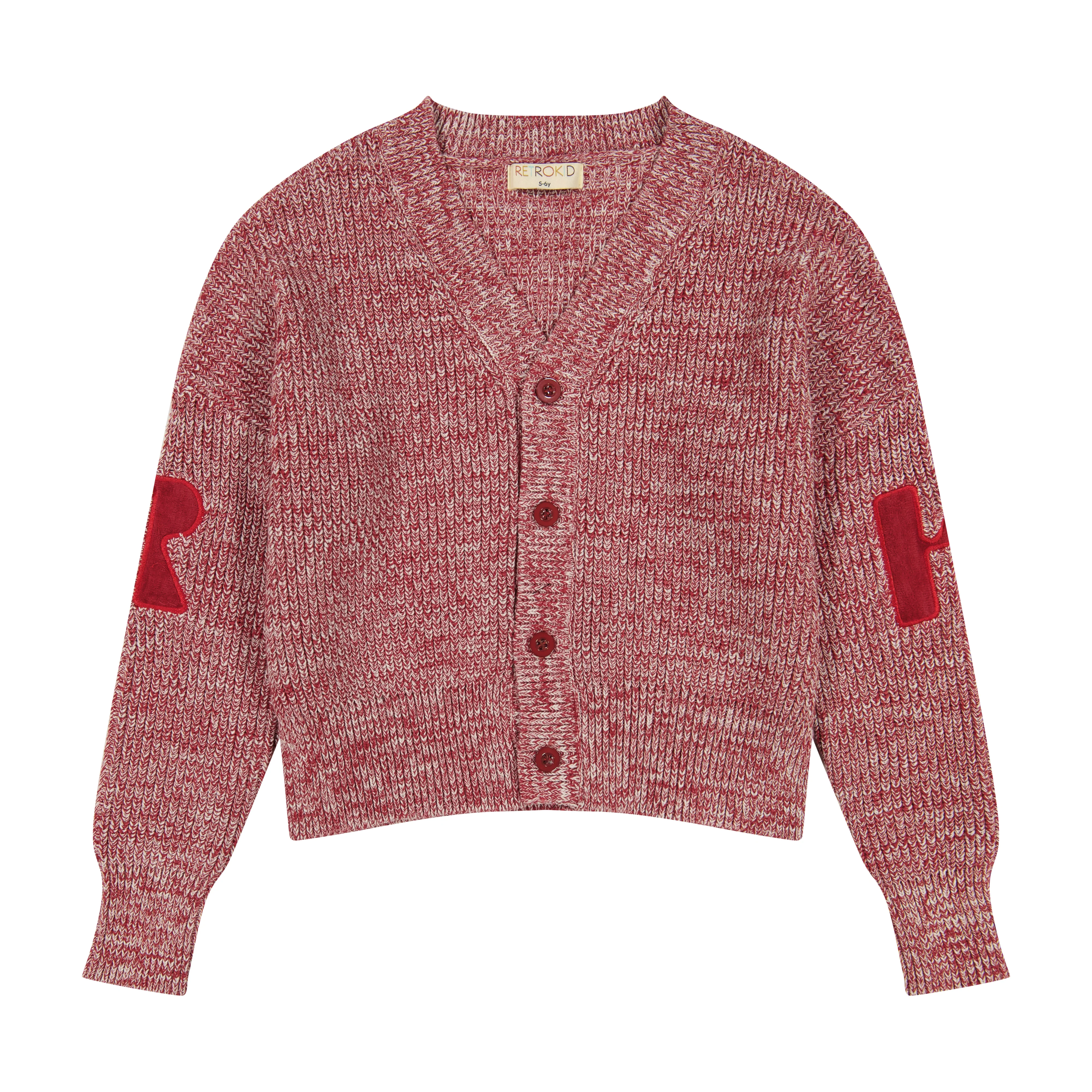 Retro Kid Nora Knit Cardigan - Raspberry/Cream