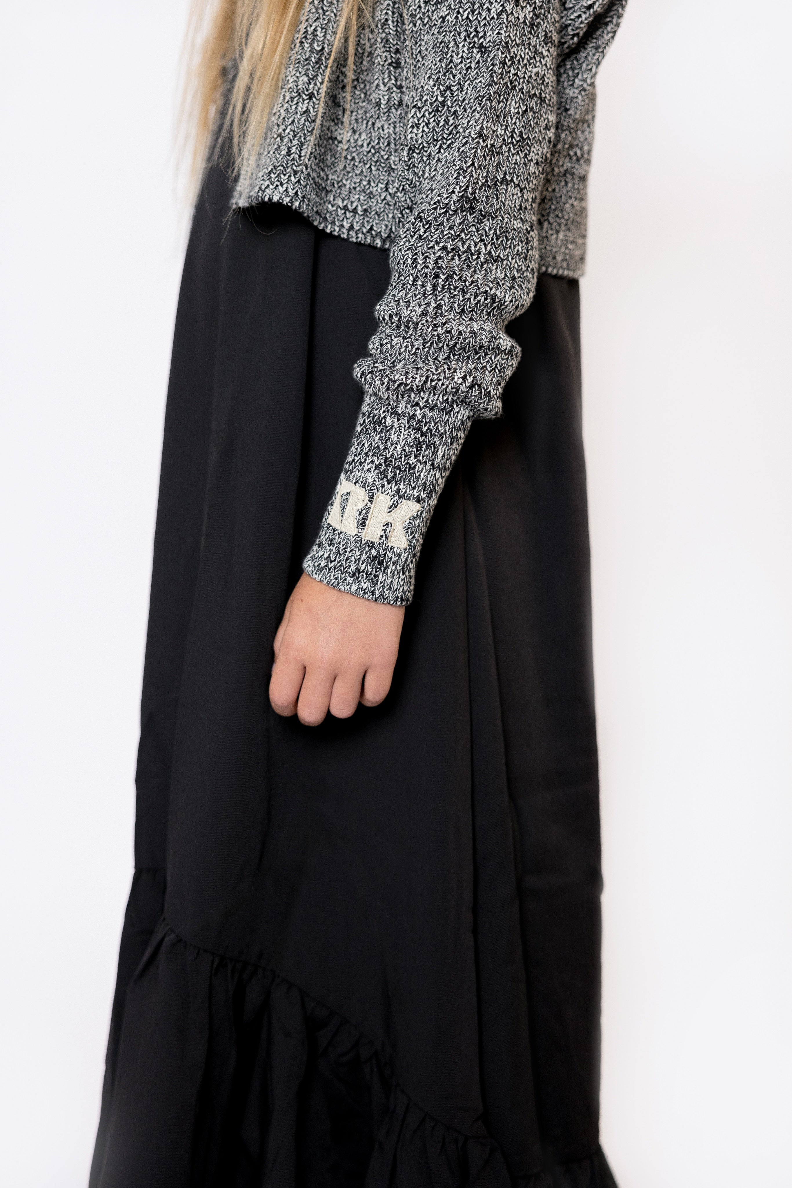 Retro Kid Nora Knit Crop Cardigan - Black/Cream - Image 2