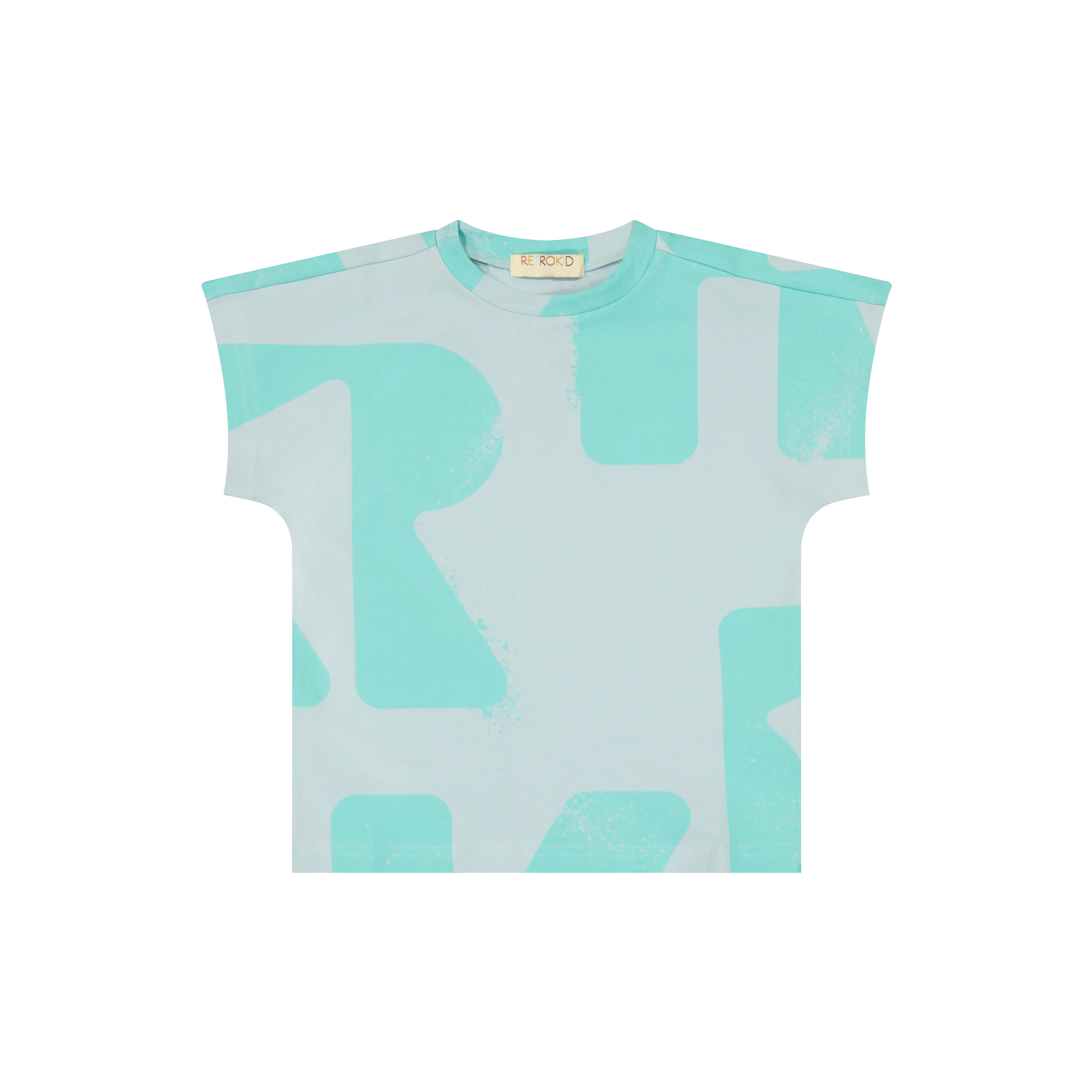 Retro Kid Tess Logo All Over Boys Tee - Blue Green