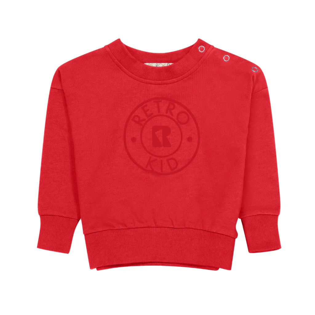 Retro Kid Velour Stamped Sweatshirt - Scarlett SIZE UP 2 SIZES