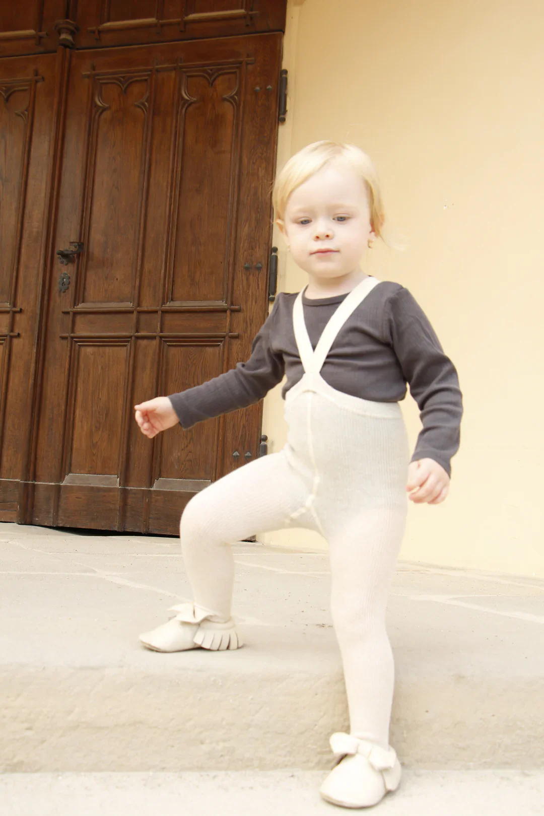 Silly Silas Footed Cotton Tights - Cream Blend Final Sale - Image 2